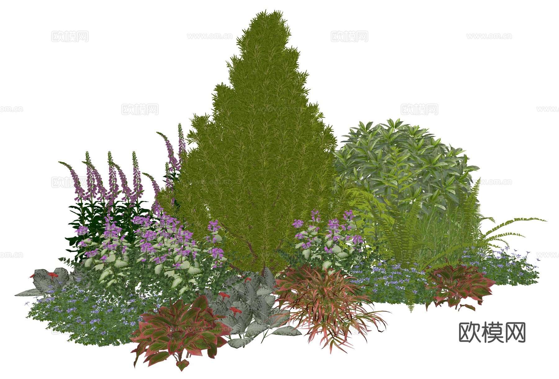 现代景观植物组合su模型