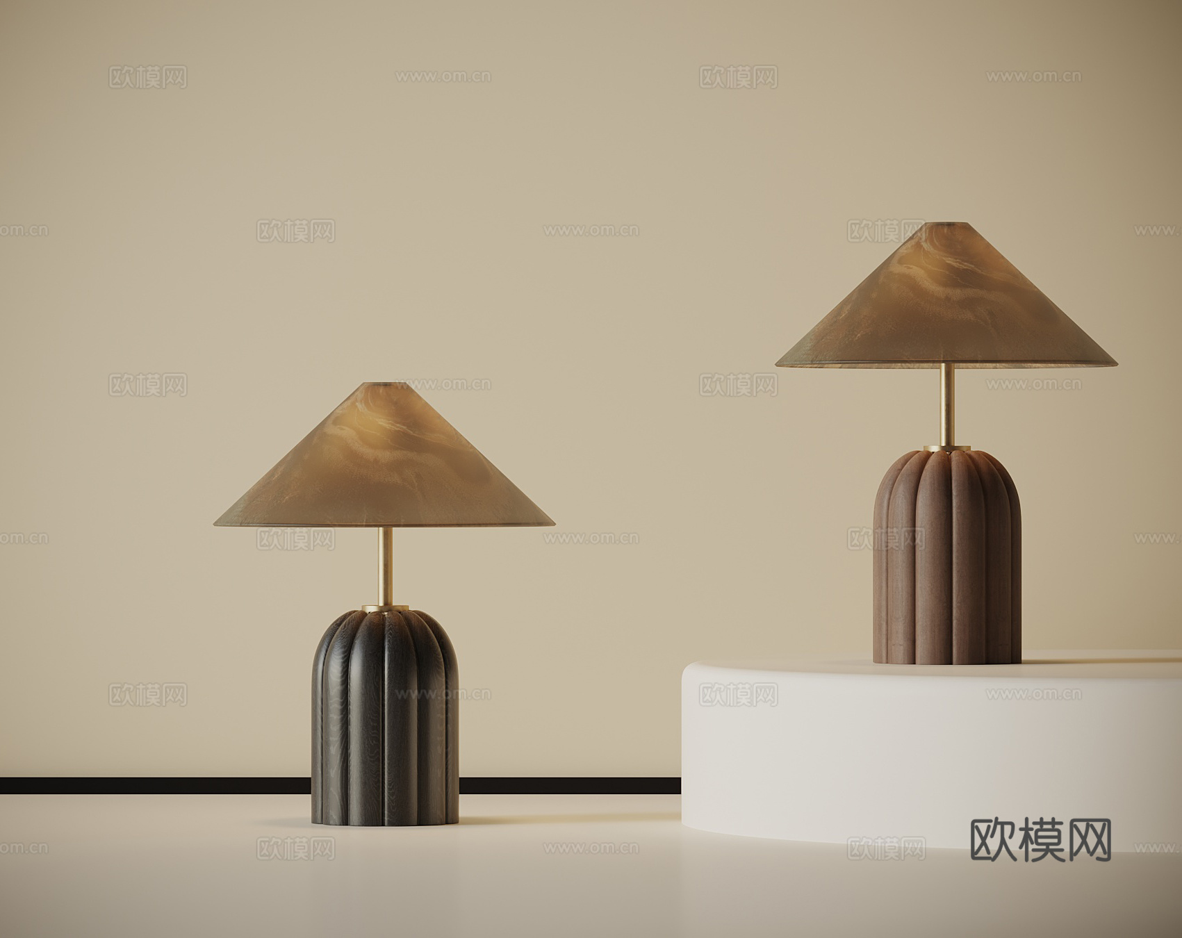 现代中古风台灯su模型