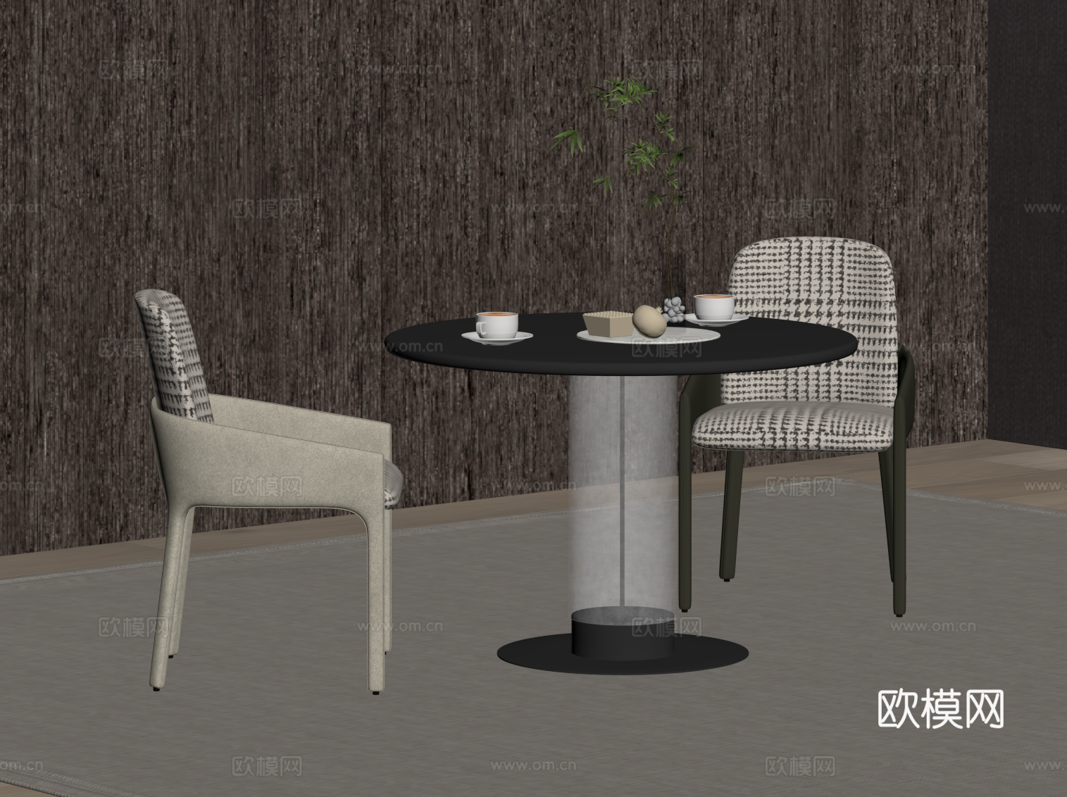 现代休闲桌椅 洽谈桌椅su模型