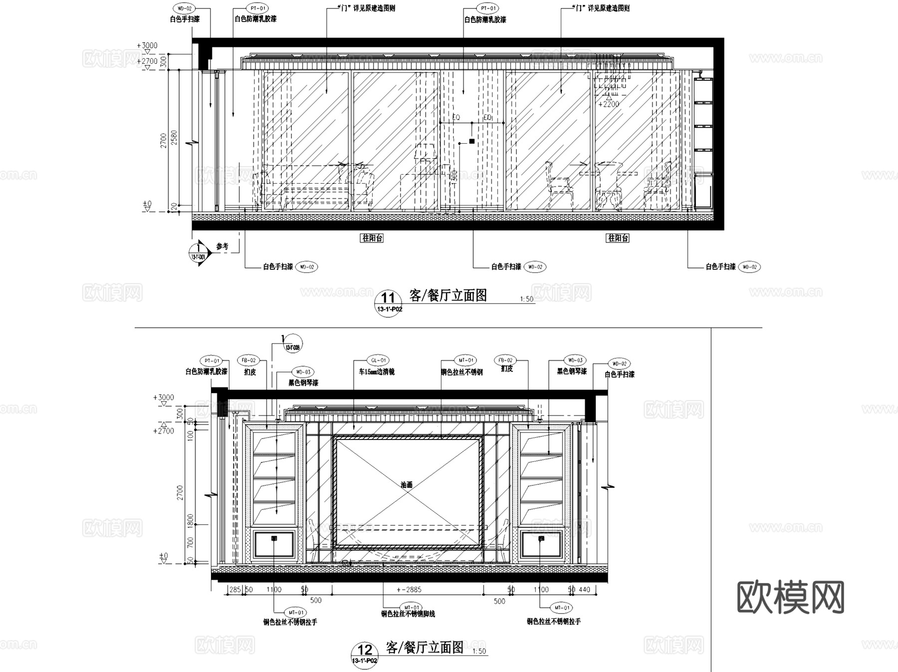 江西洲悦1#楼13-1户型半岛风格样板房室内家装CAD施工图cad施工图