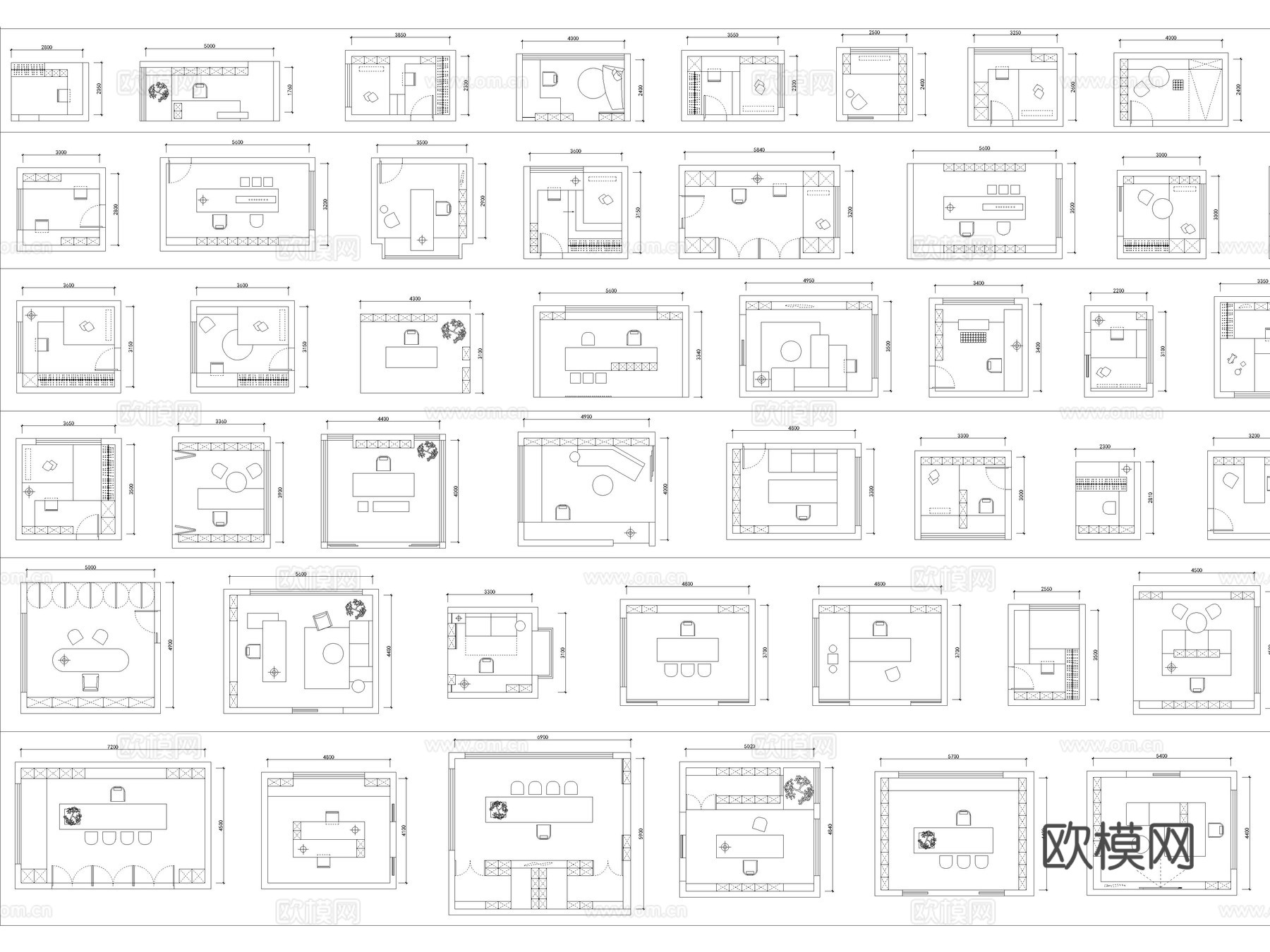 100套家装书房茶室平面图CAD图块图库cad施工图