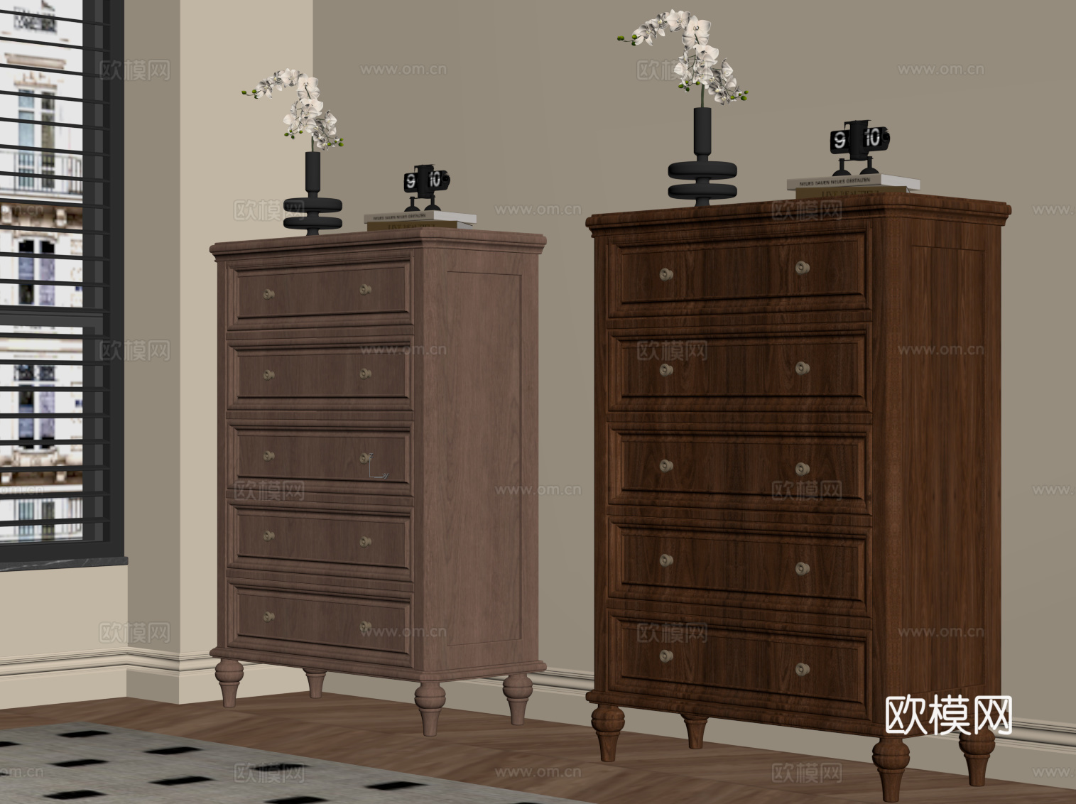 法式中古风斗柜 边柜su模型