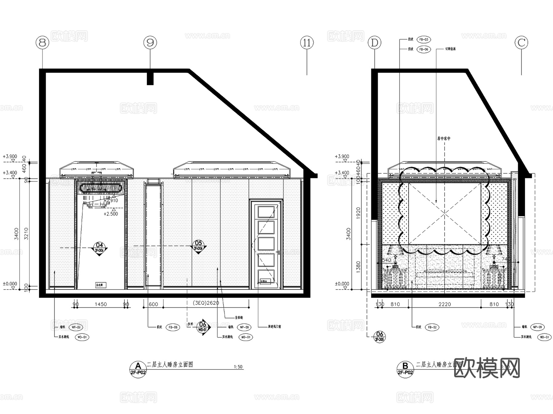 昆明古滇样板房湖景林苑B区500A户型二层别墅室内家装CADcad施工图