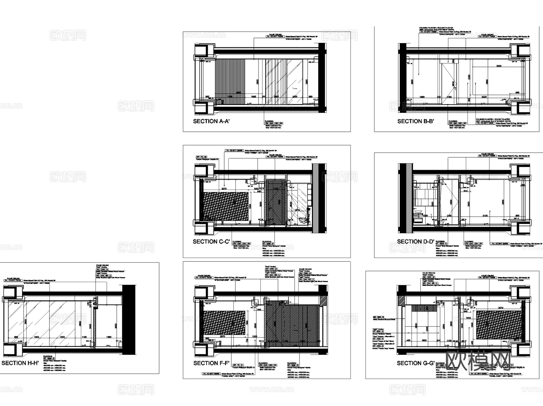 北京通州万科滨江豪宅样板房室内家装CAD施工图整套+文本cad施工图