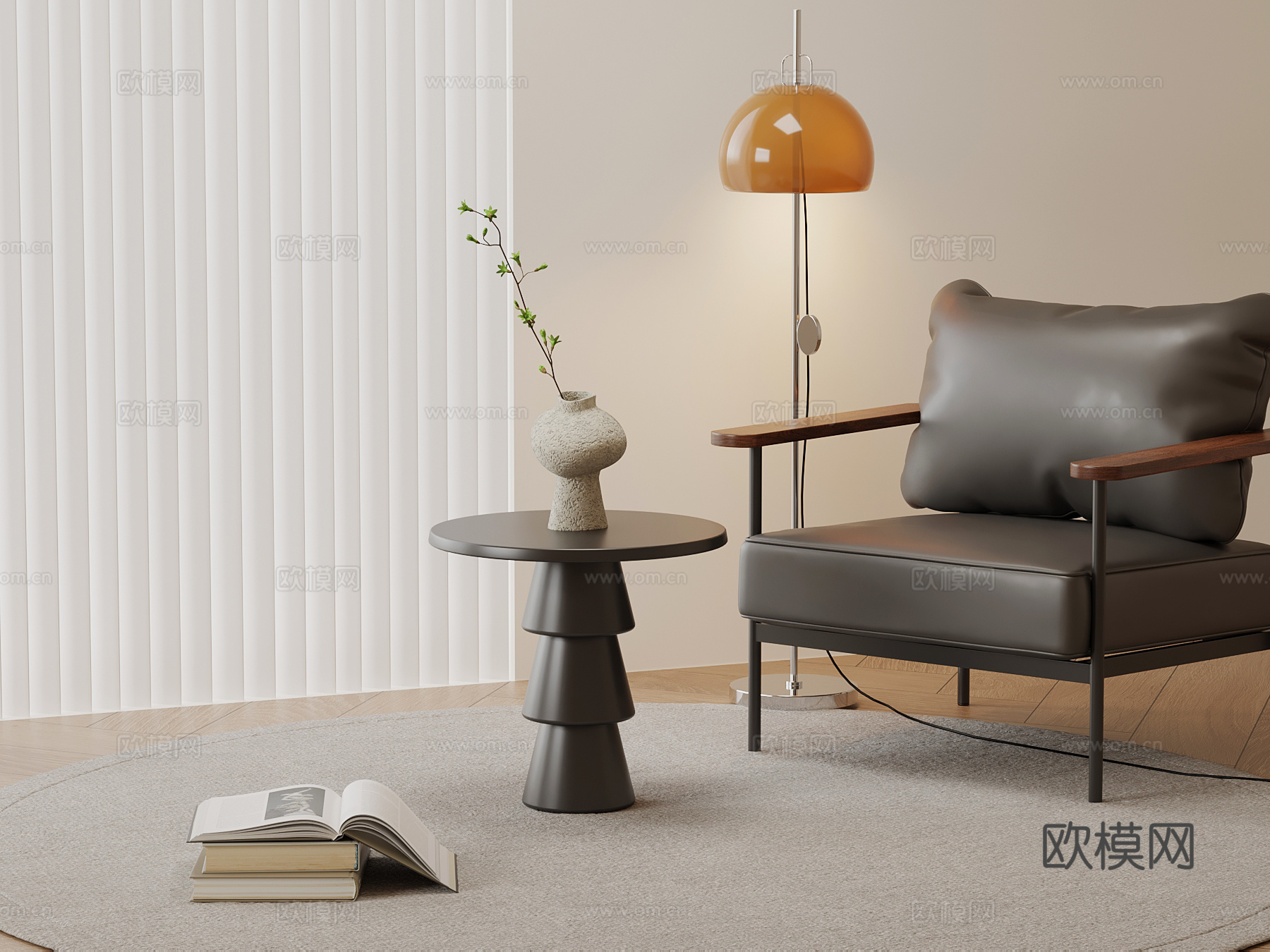 现代边几 圆几su模型