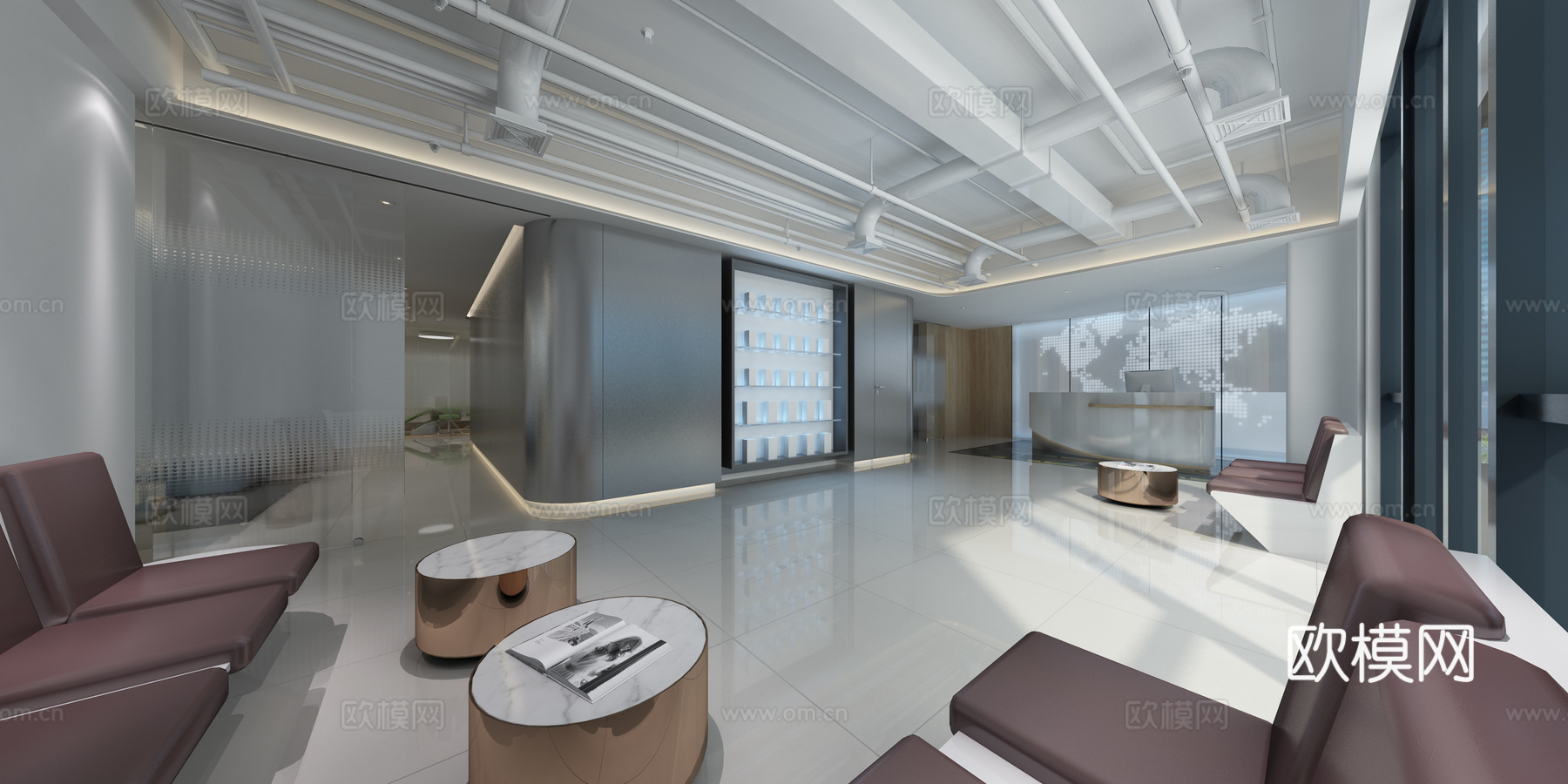 现代医院工装 现代 沙发 牙医 儿童 办公 前台3d模型下载（渲染图1）