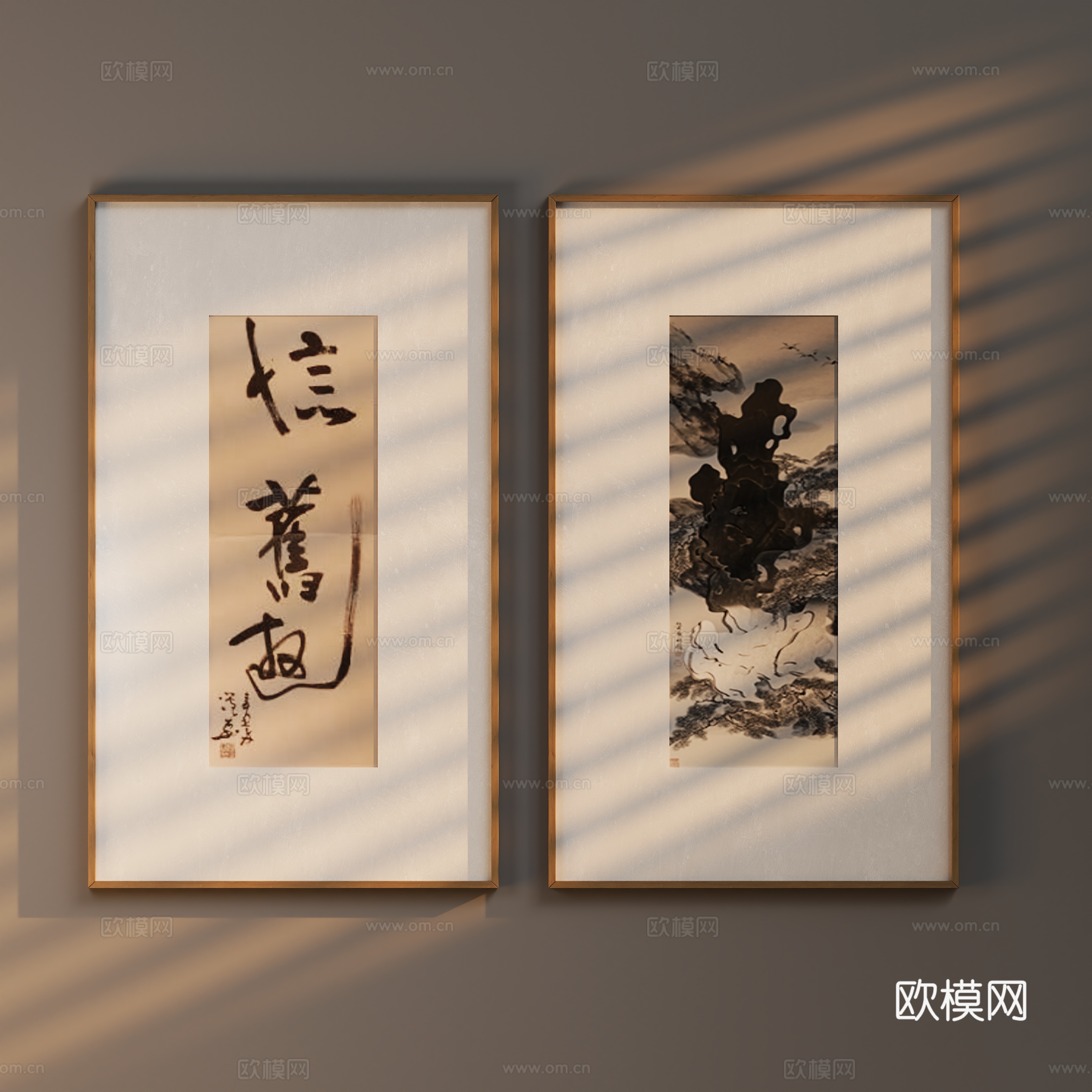 新中式装饰挂画su模型