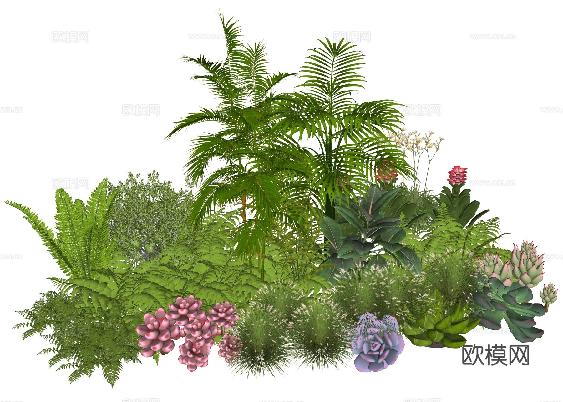 现代室内植物堆景观组合su模型