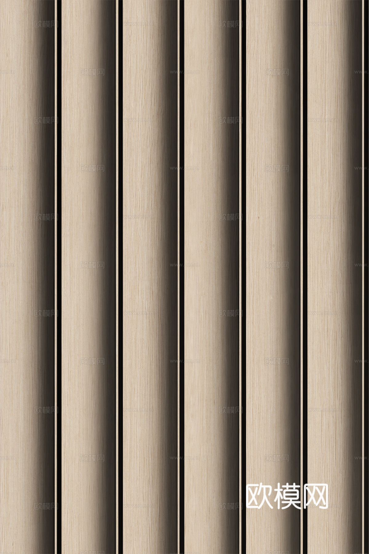 中式无缝连纹木纹格栅长城板波浪板拉槽板贴图
