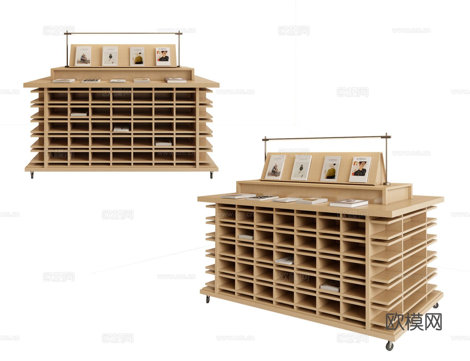 现代图书馆书柜 展柜 矮书柜 展示书柜 陈列书柜su模型