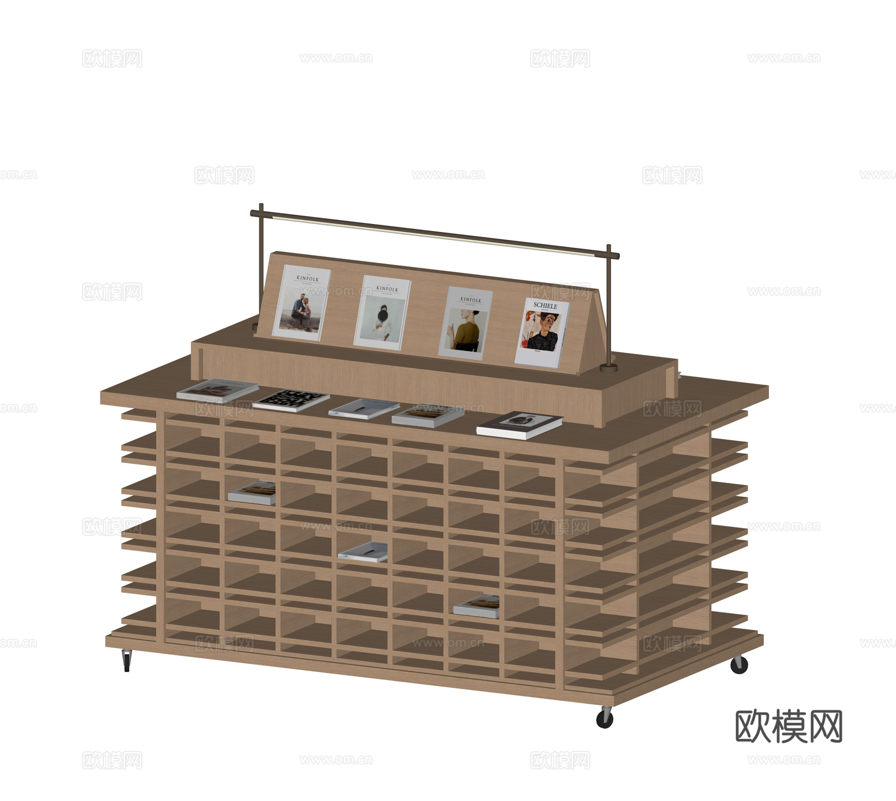 现代图书馆书柜 展柜 矮书柜 展示书柜 陈列书柜su模型