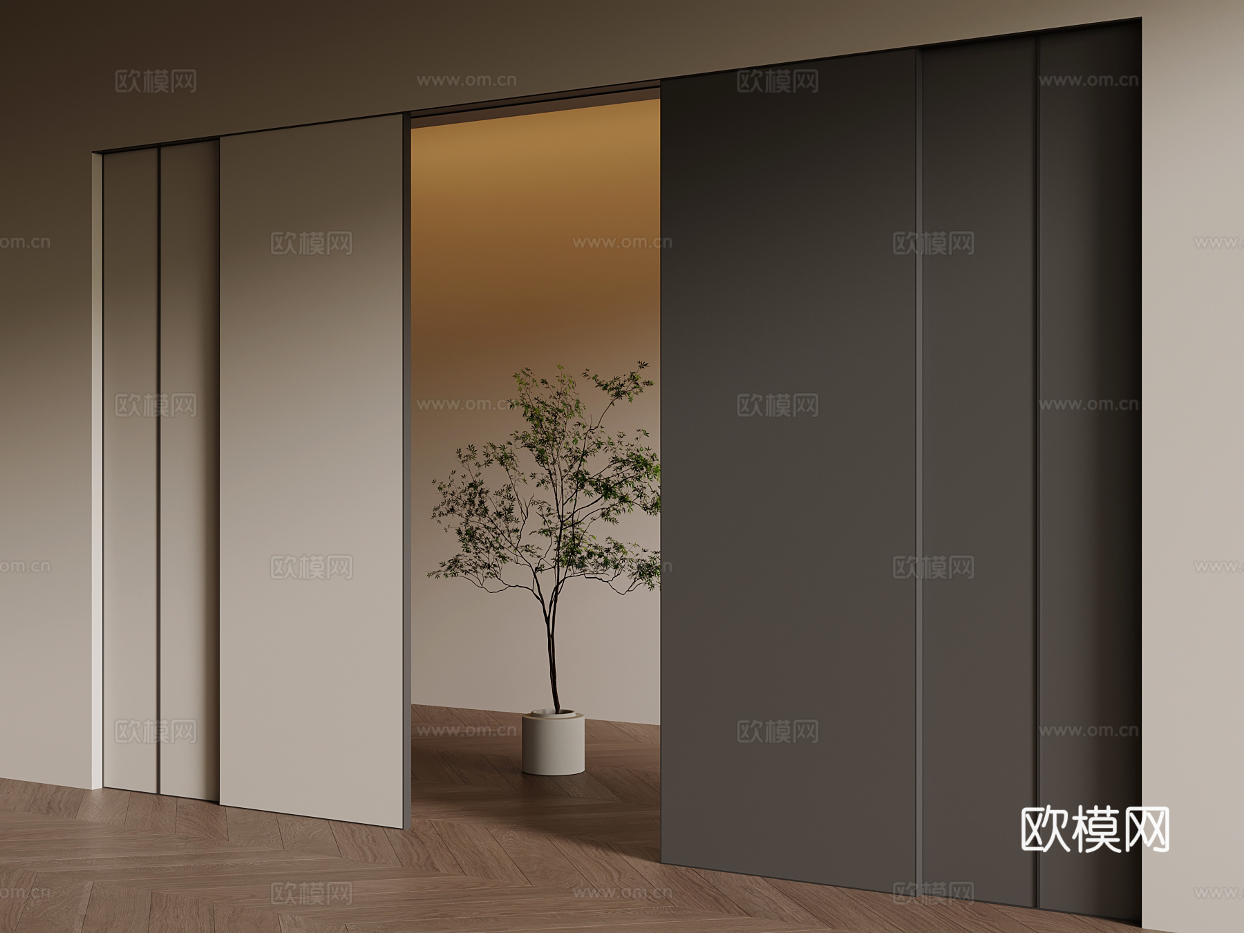 现代极简推拉门su模型