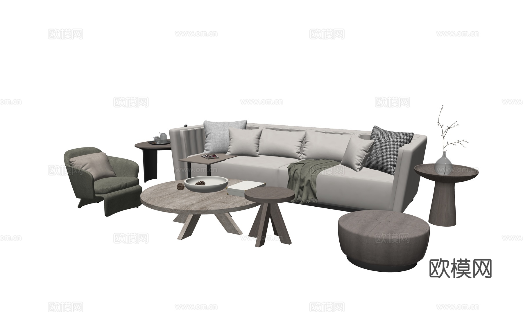 现代沙发组合su模型