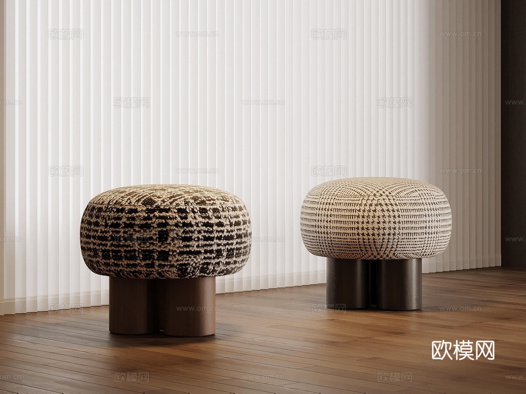 现代中古风换鞋凳 沙发凳su模型