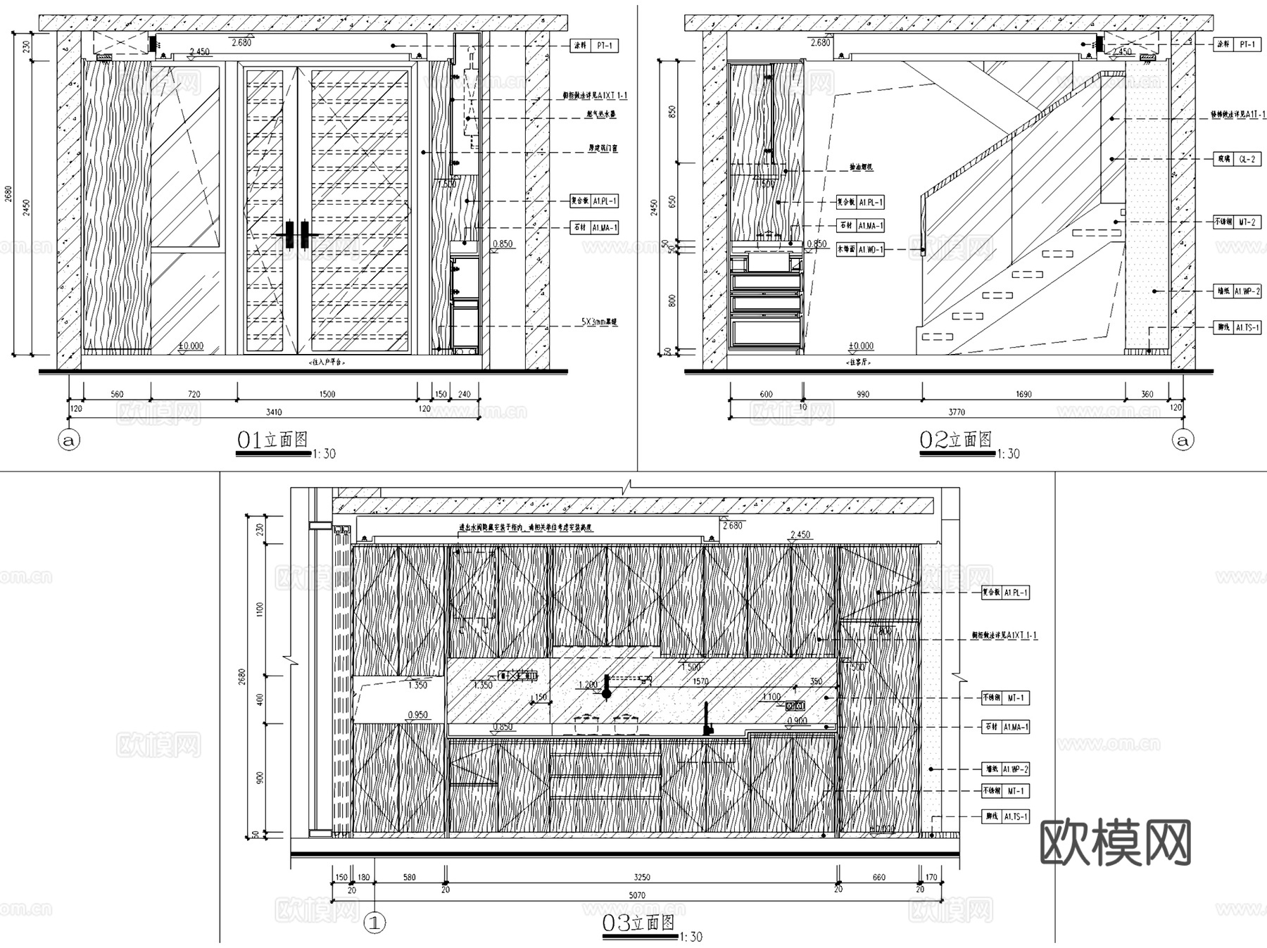 大兴万科天地商改住鹿特丹三层别墅挑空样板间室内家装CADcad施工图