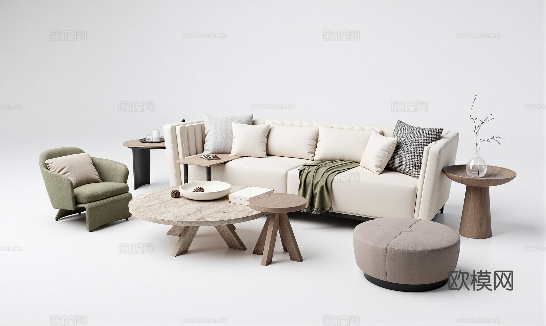 现代沙发组合su模型
