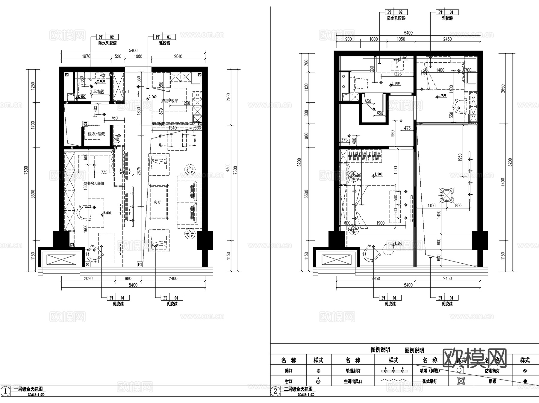 北京万科五系LOFT复式样板间室内家装CAD施工图整套+文本cad施工图