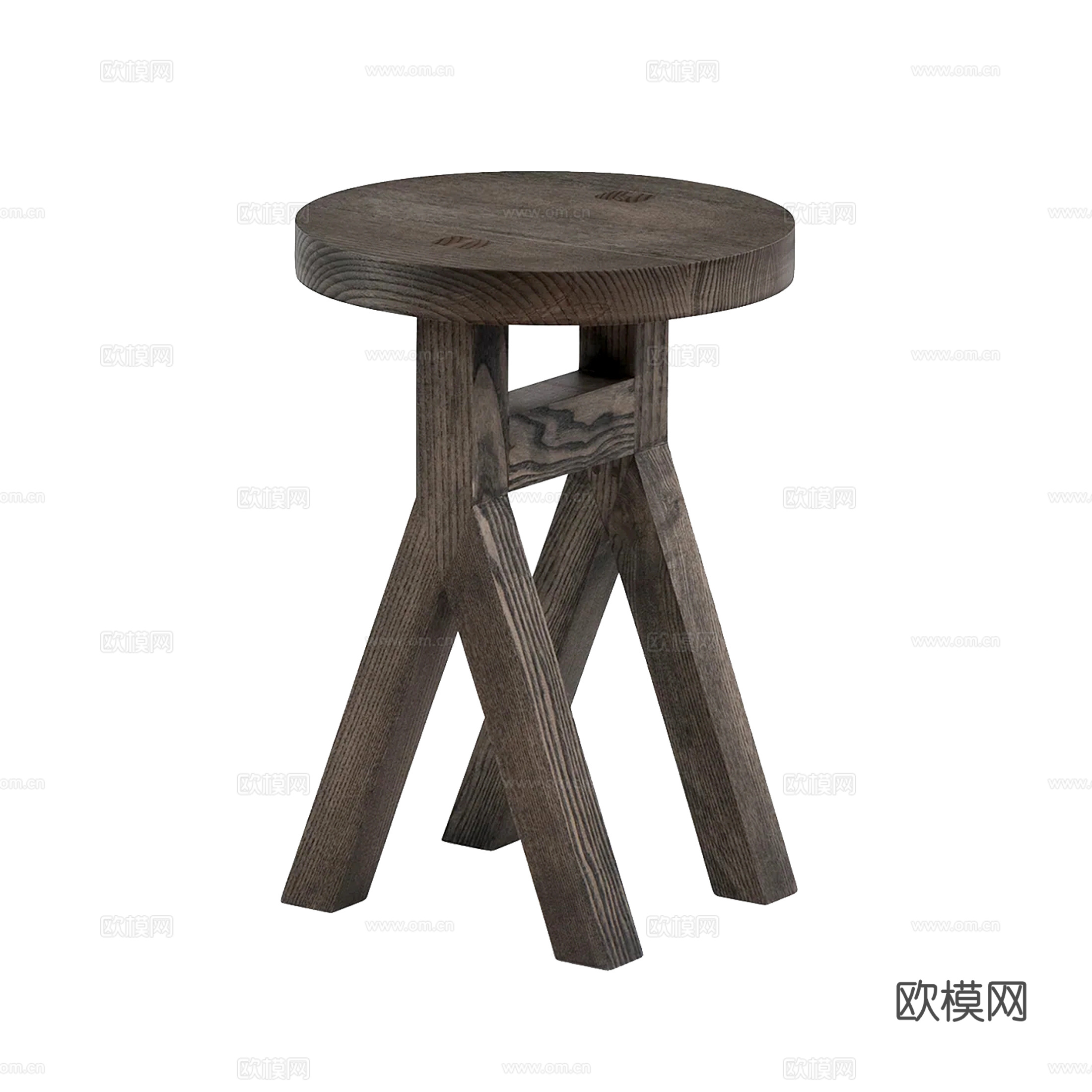 中古风木质矮凳 沙发凳su模型