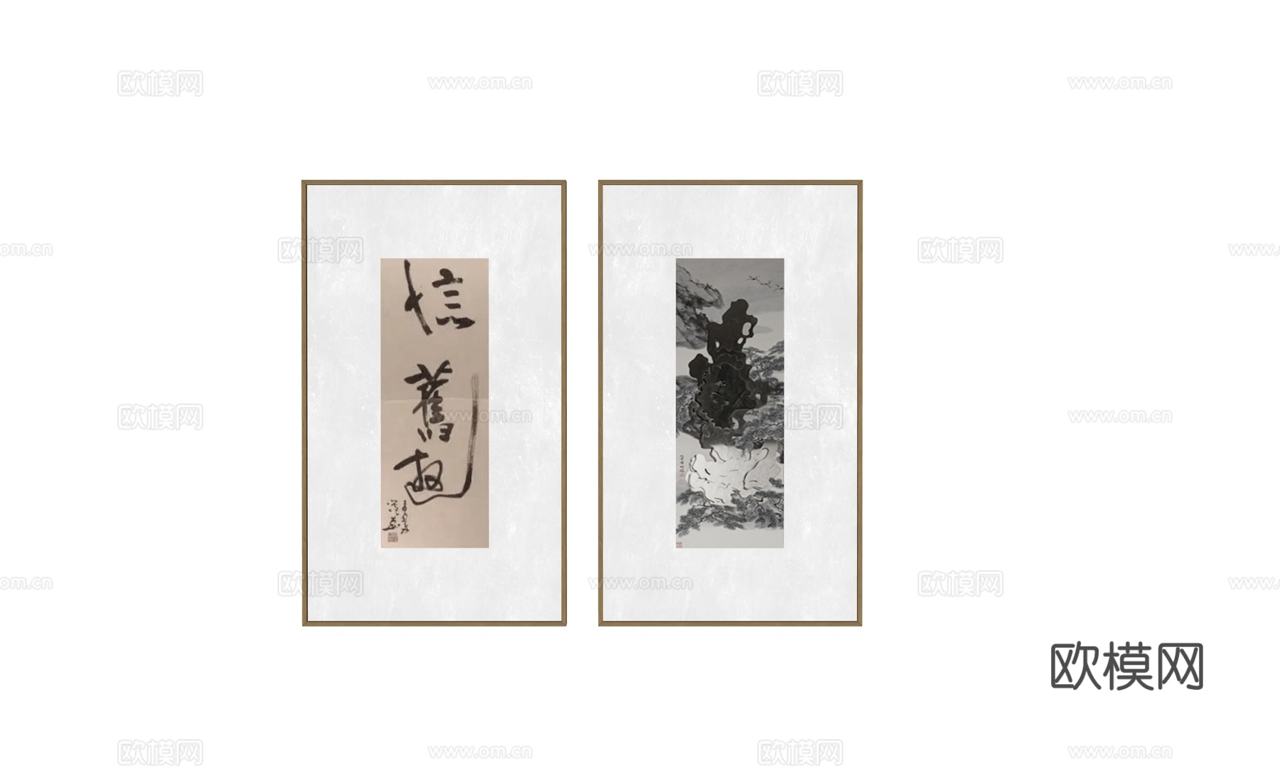 新中式装饰挂画su模型