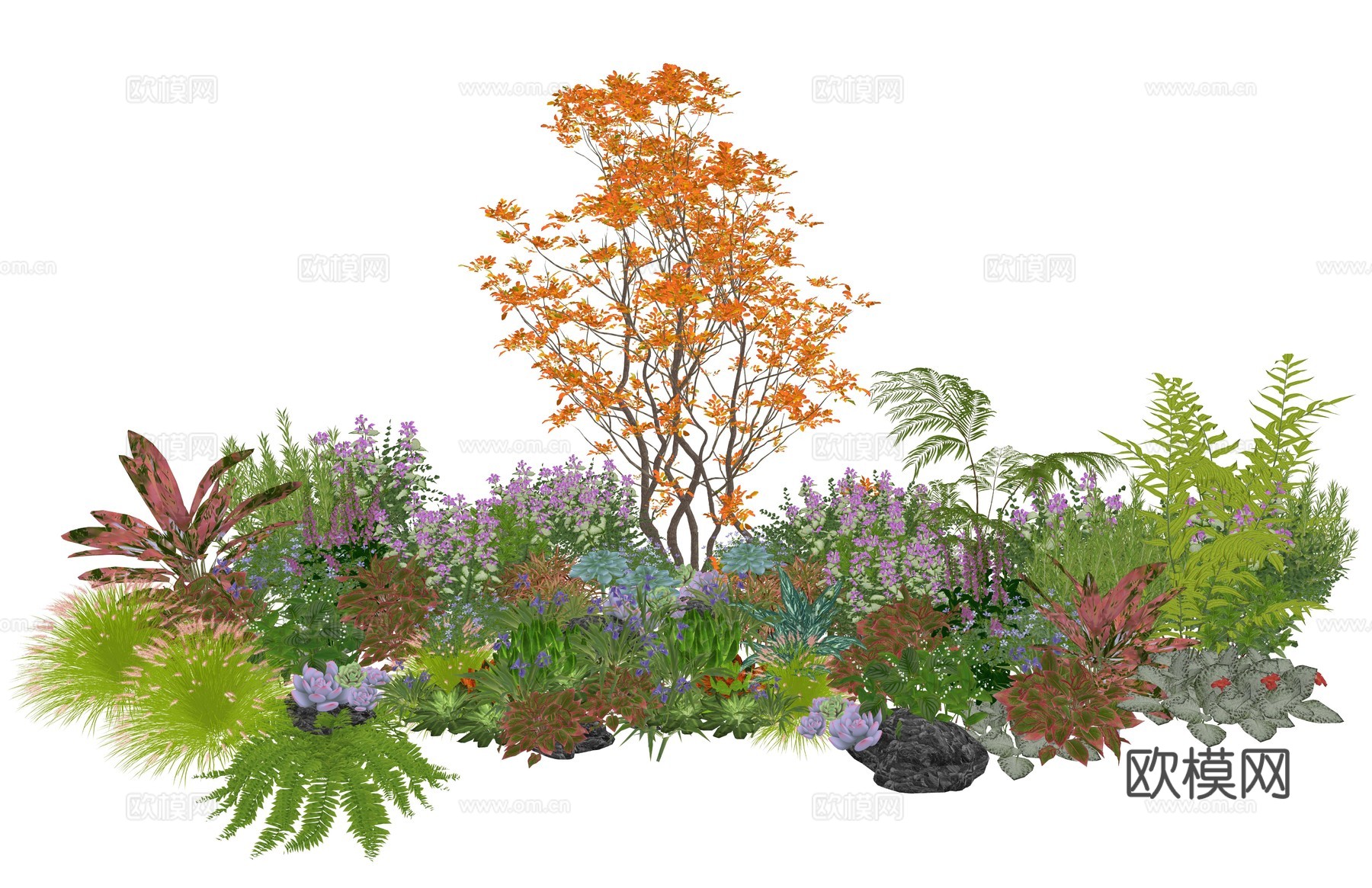 现代庭院植物堆景观组合su模型