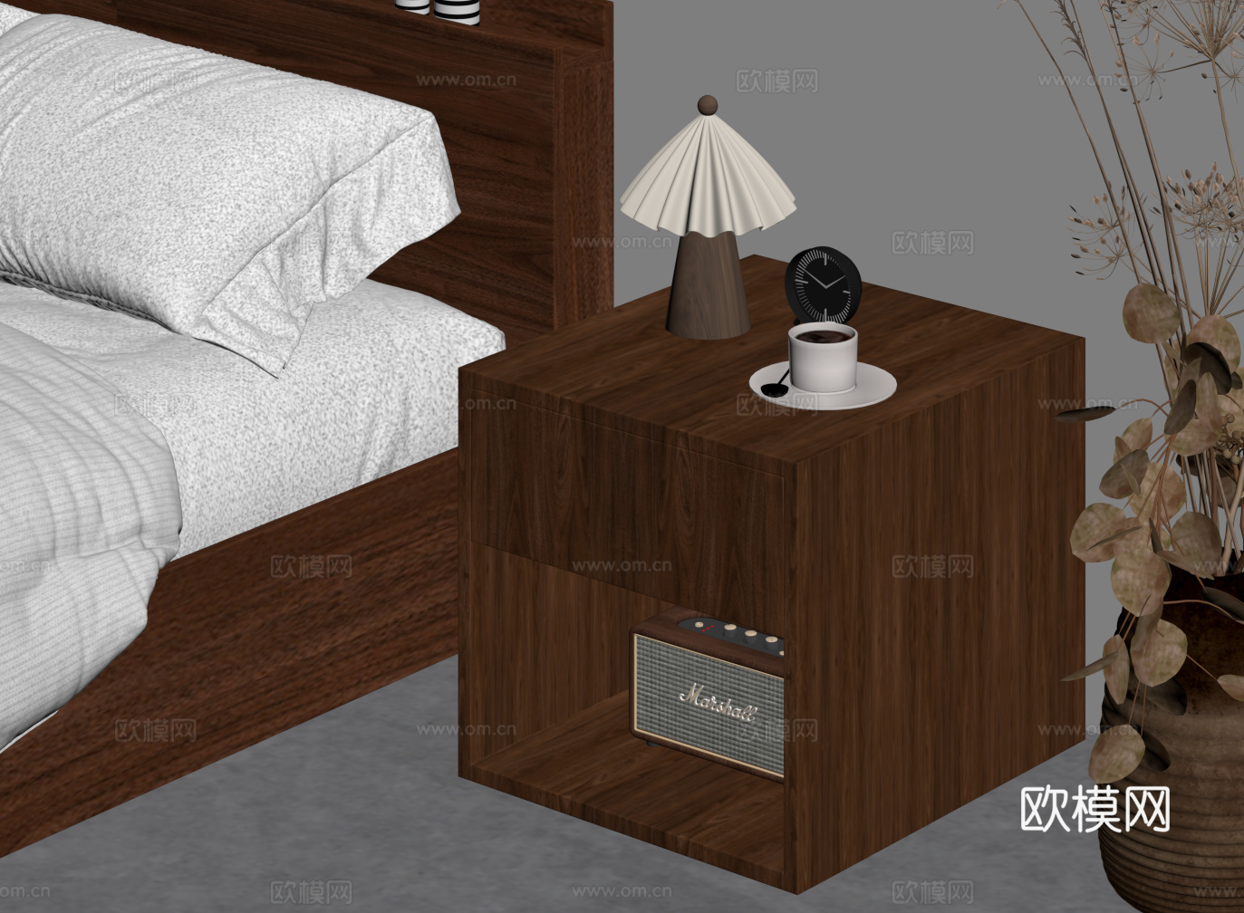 中古风床头柜su模型