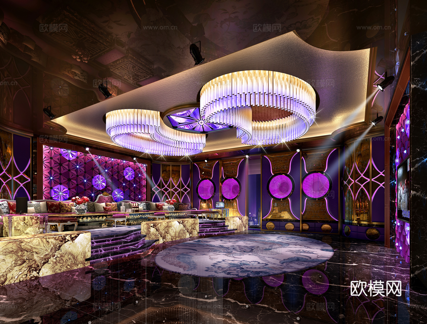 新古典3D模型 工装空间 休闲娱乐 KTV 奢华3d模型下载（渲染图1）