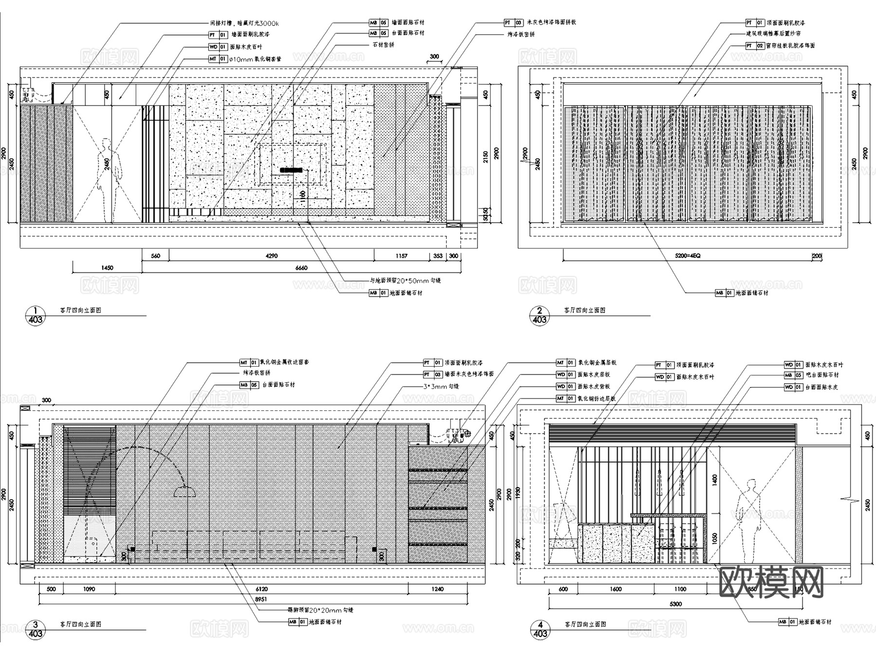 三亚海棠湾四季酒店公寓标准层房型二室内家装CAD施工图整套cad施工图
