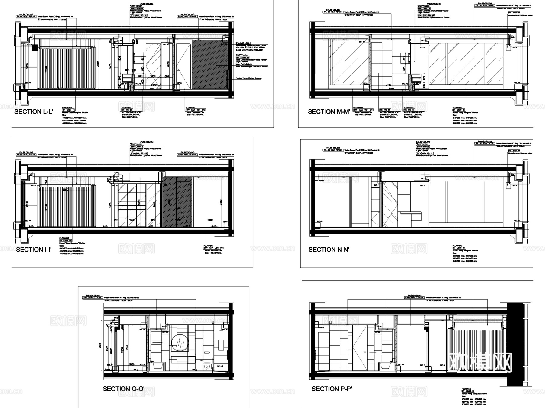 北京通州万科滨江豪宅样板房室内家装CAD施工图整套+文本cad施工图