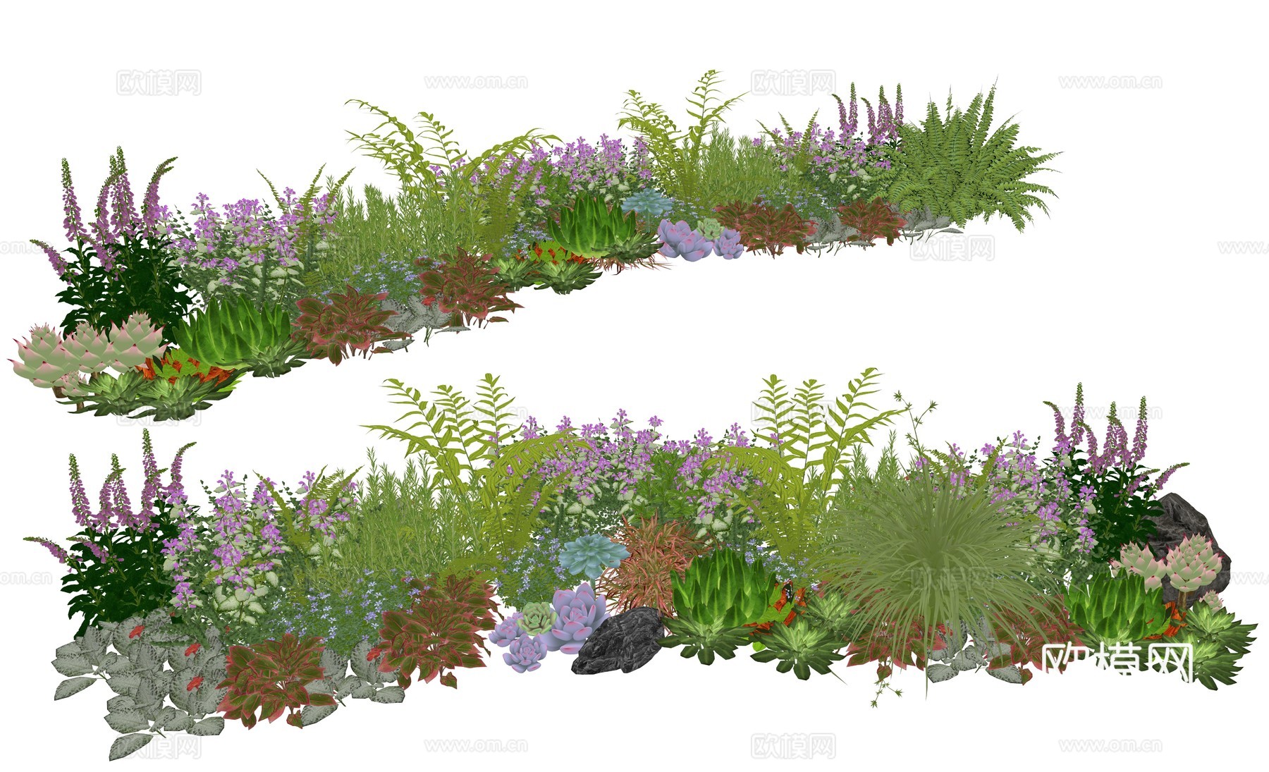 现代庭院植物堆景观组合su模型