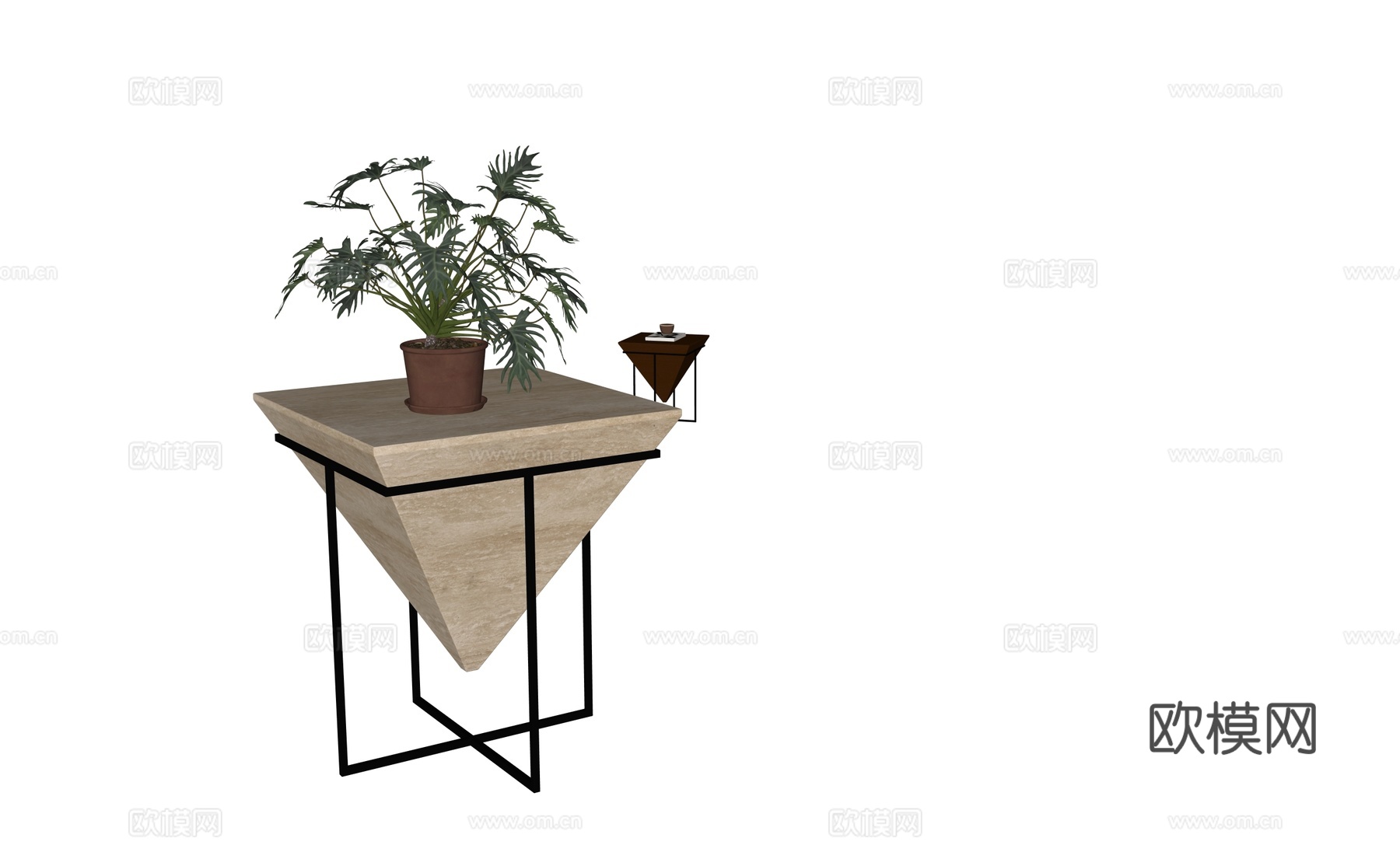 现代洞石茶几角几边几su模型