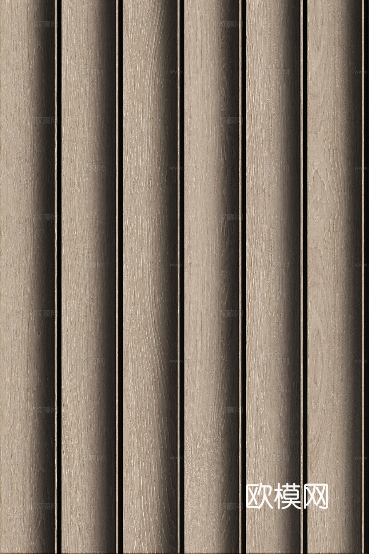 中式无缝连纹木纹格栅长城板波浪板拉槽板贴图