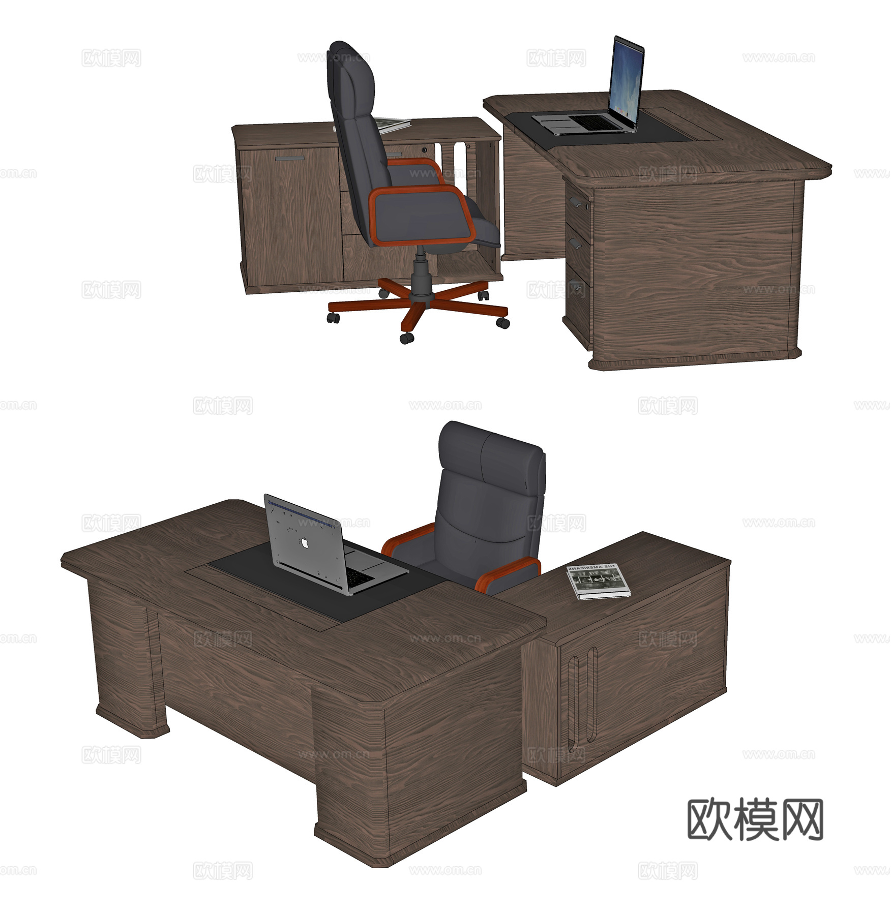 现代办公桌椅 办公桌 办公椅 主管桌 班台 经理桌 工位 领su模型