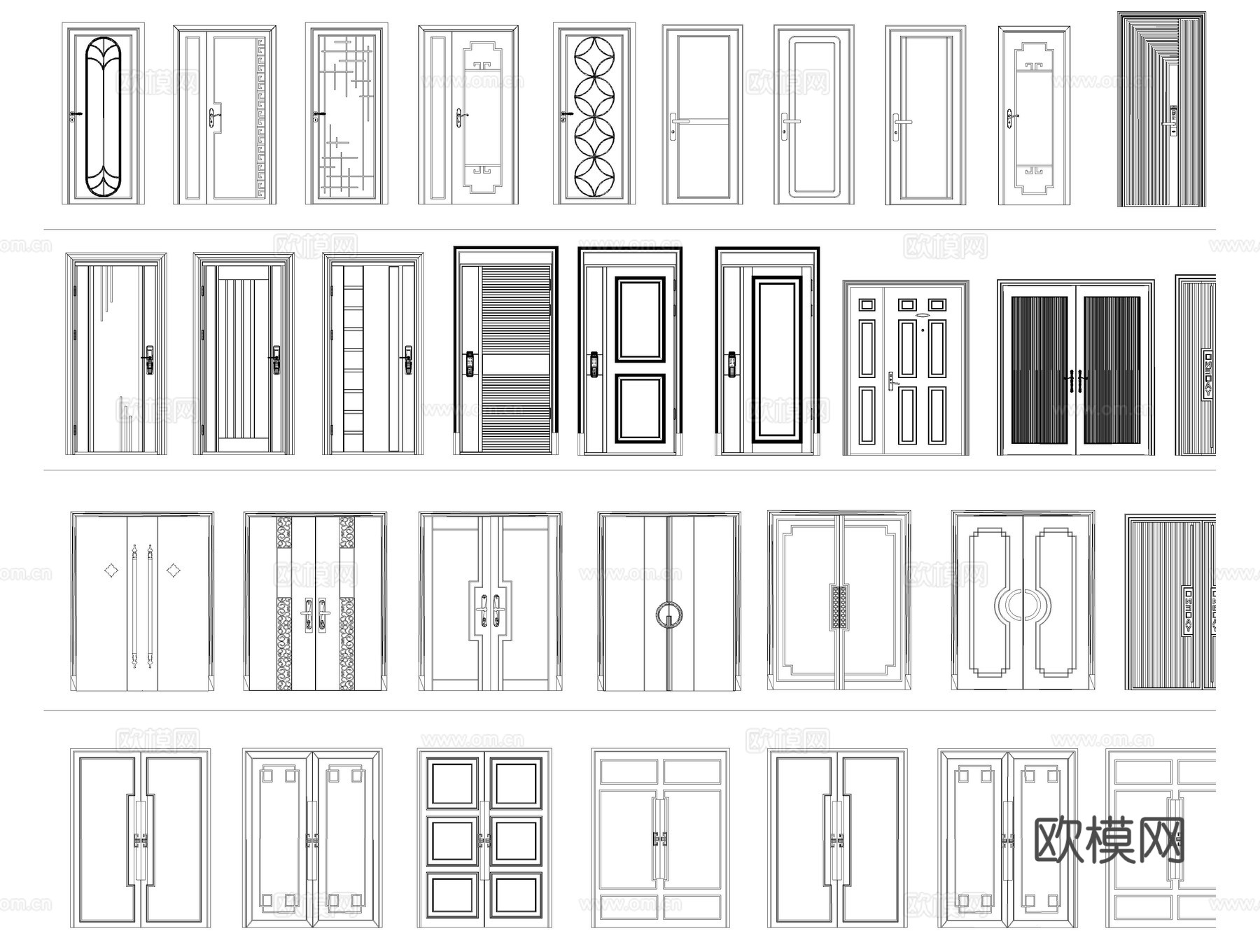 2026年最新超全单开门双开门卧室门cad施工图