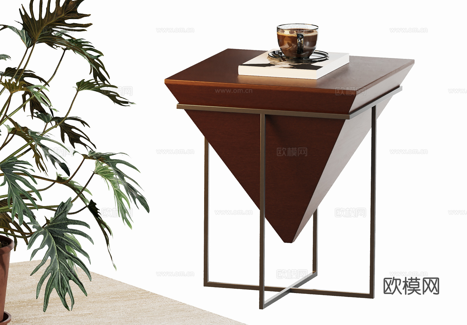 现代洞石茶几角几边几su模型