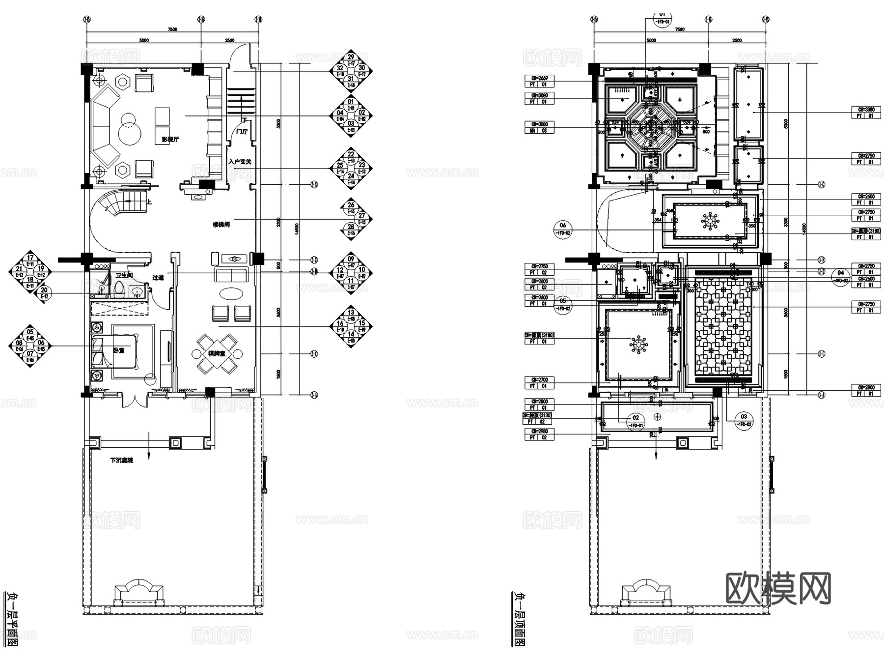 翠屏九溪诚园南区三层别墅N3户型样板房(阁楼)室内家装CADcad施工图