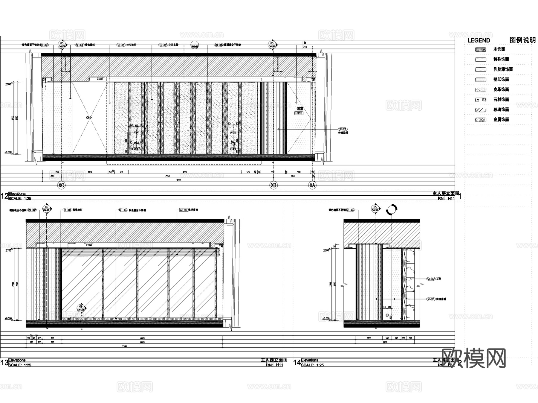 北京通盈中心三里屯一号H户型复式室内家装CAD施工图整套cad施工图