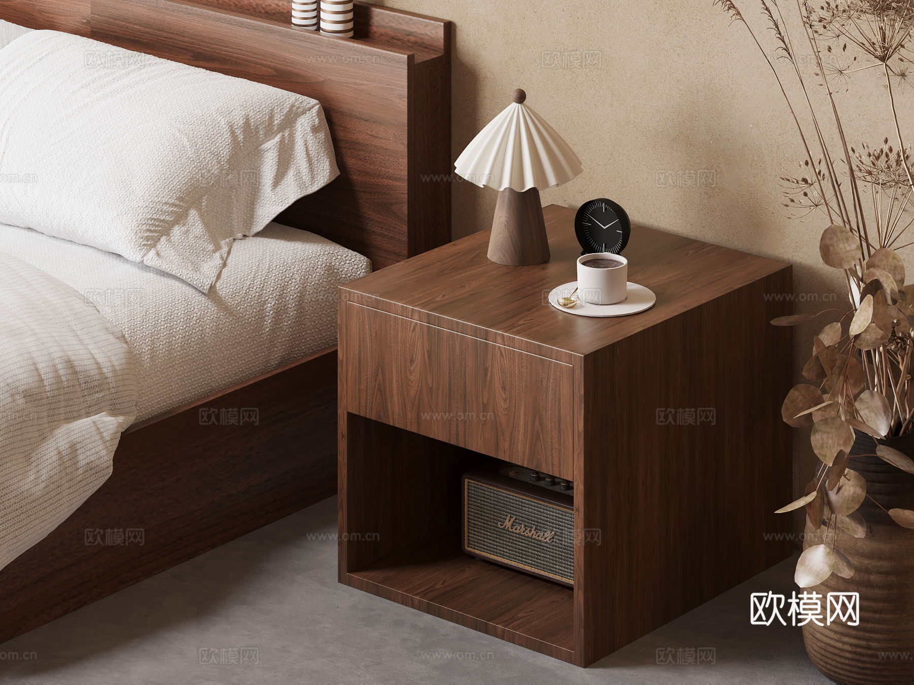 中古风床头柜su模型