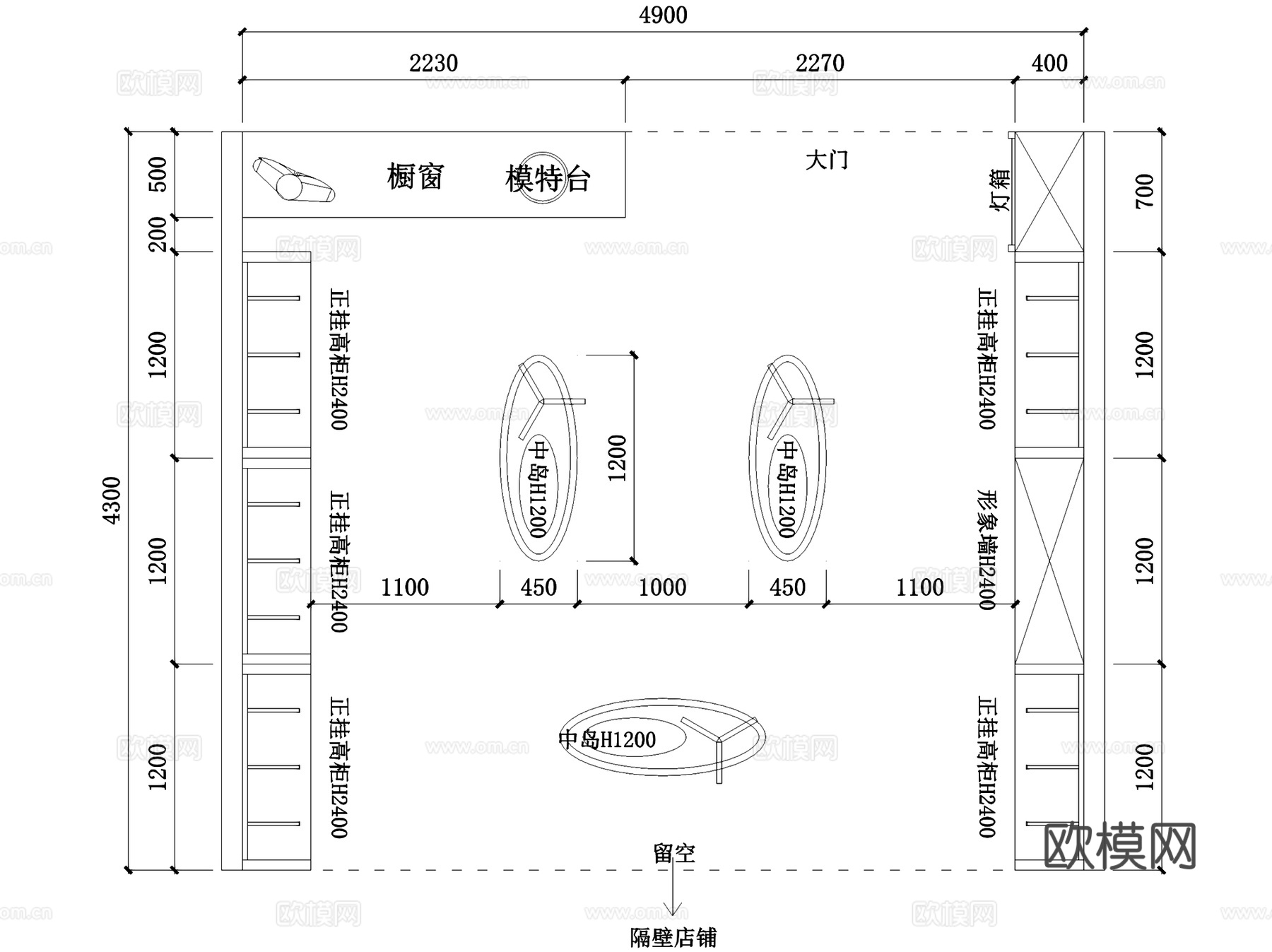 纤丝柏莉内衣服装店室内工装平面CAD施工图+3Dmax模型cad施工图
