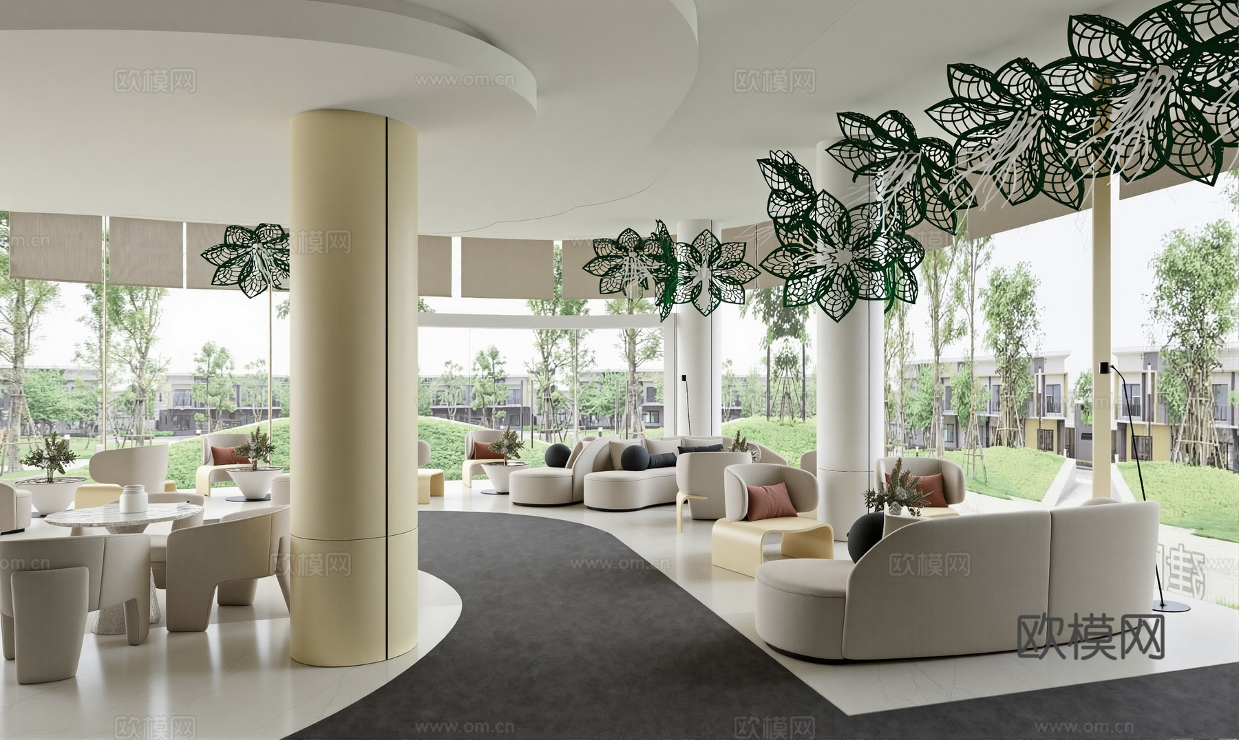 现代轻奢售楼部大堂su模型