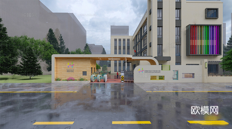 现代学校建筑 幼儿园建筑su模型