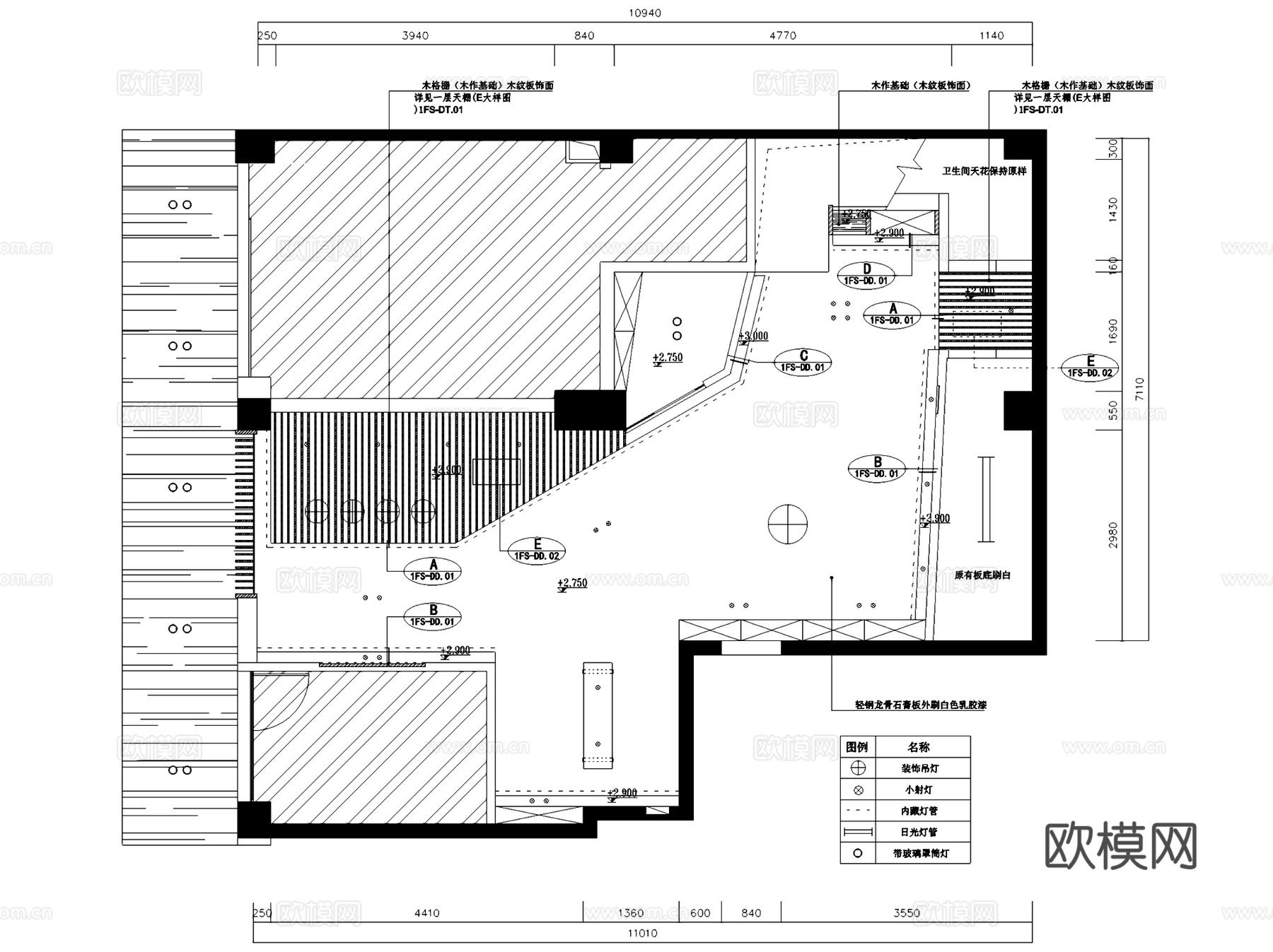 澜馨SPA养生馆美容美发沙龙中心室内工装CAD施工图cad施工图