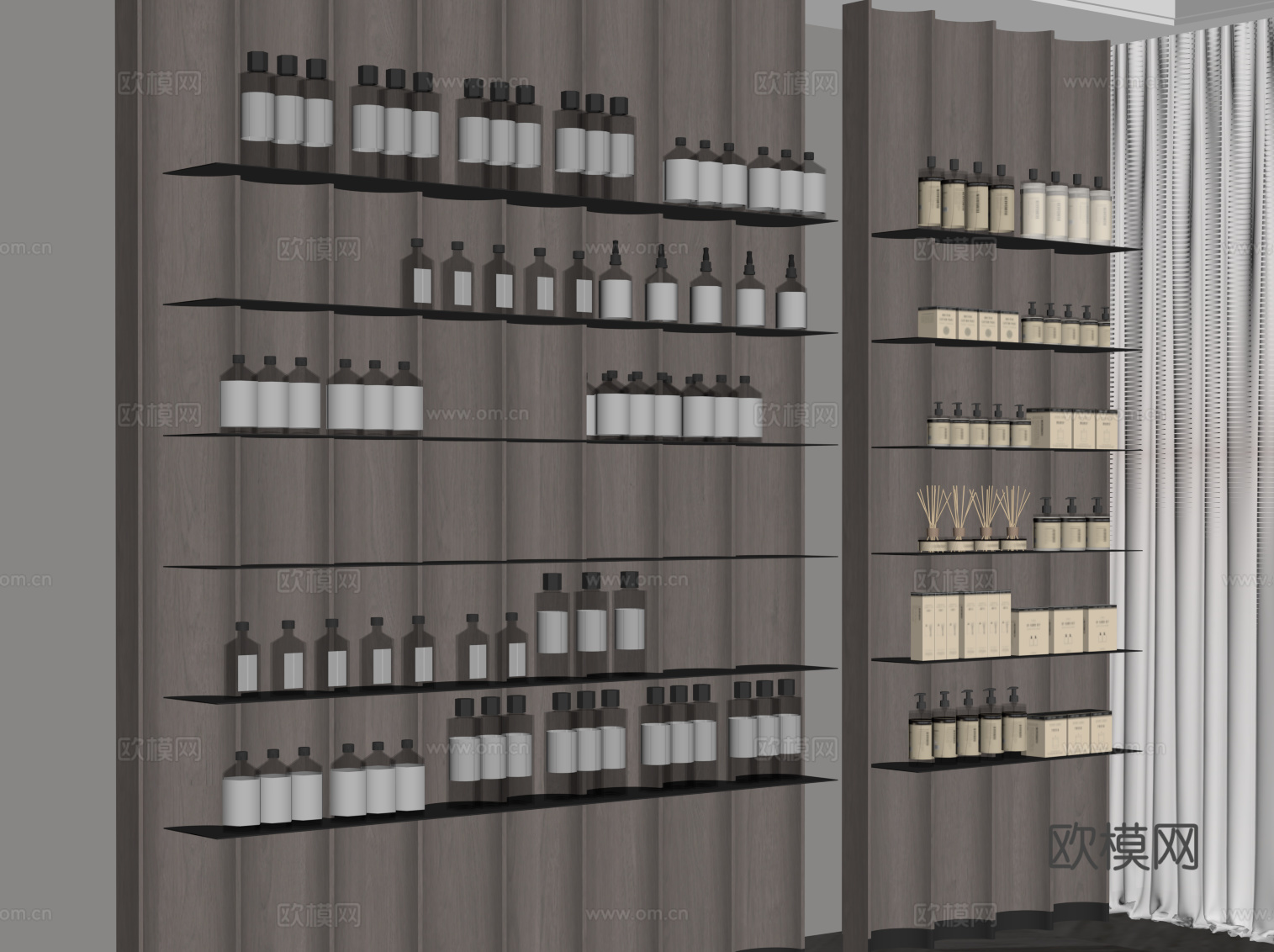 现代意式化妆品架 置物架su模型