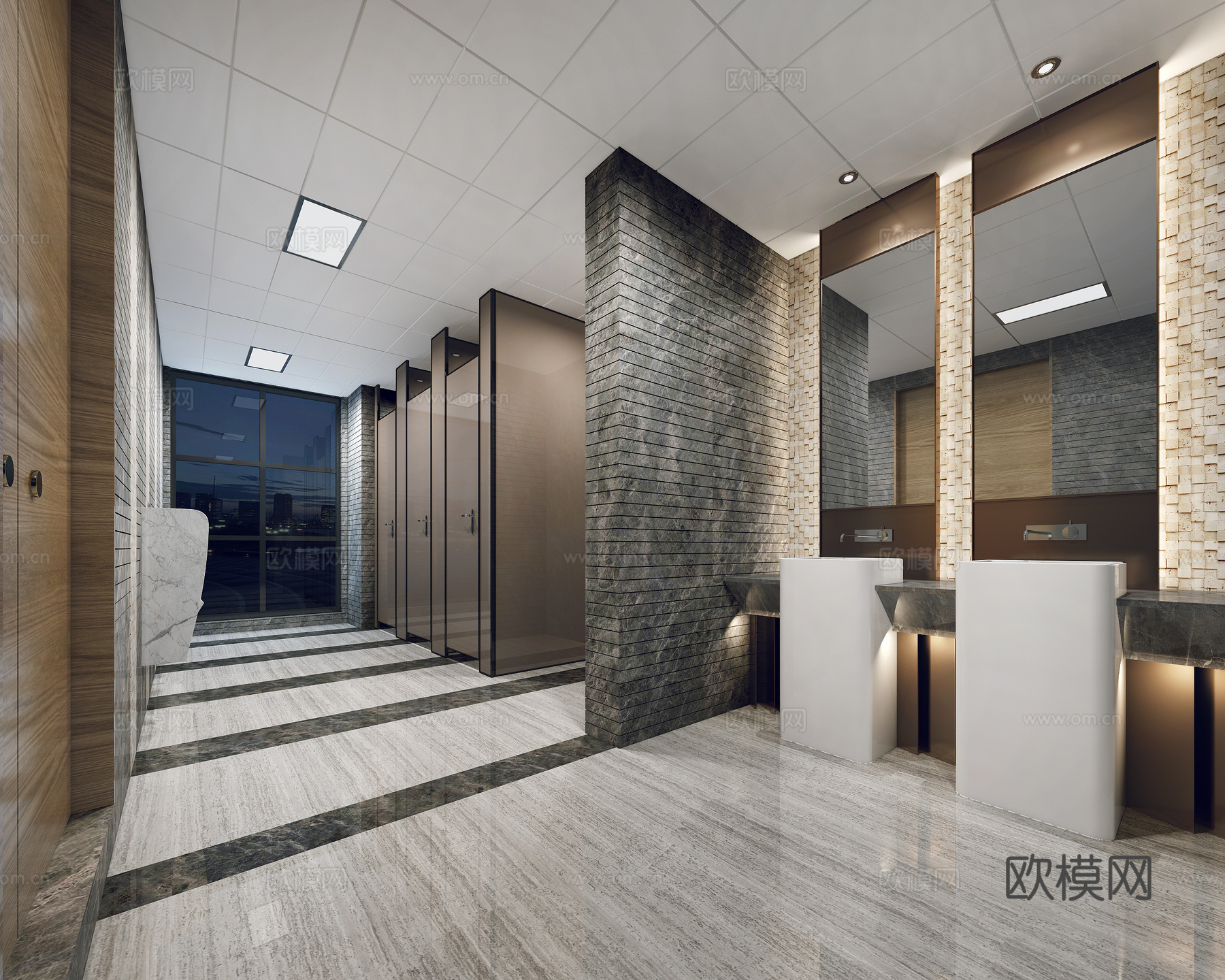 现代男卫生间 洗手池3d模型下载