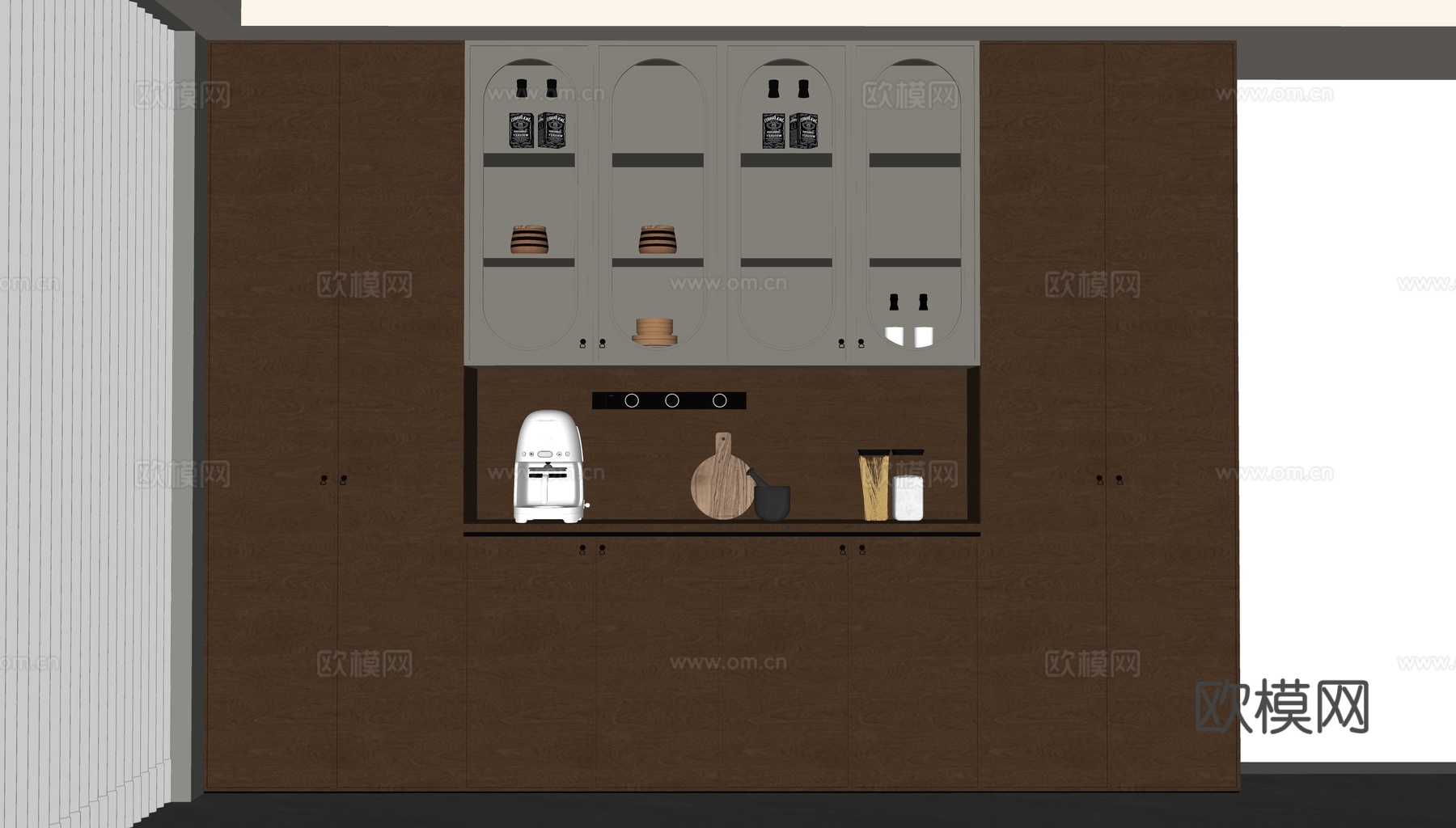 中古风酒柜su模型