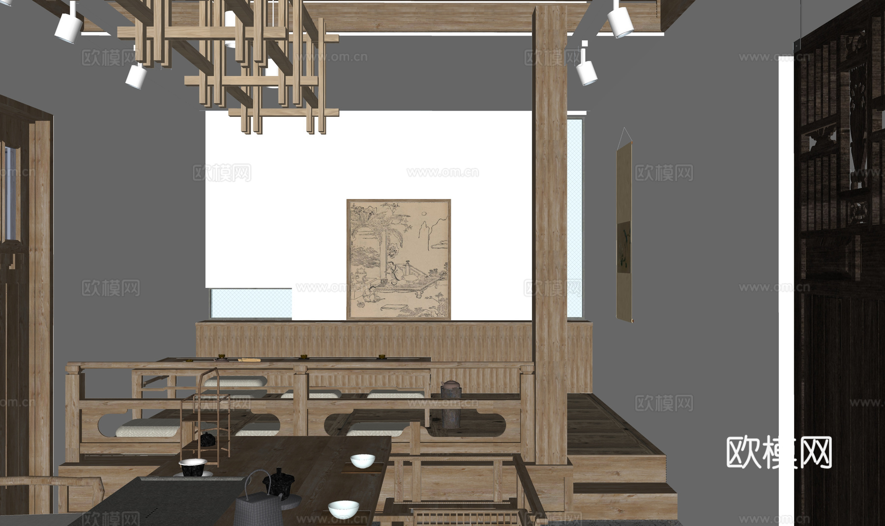 茶桌 茶台 家装 茶桌椅 茶几 茶具su模型