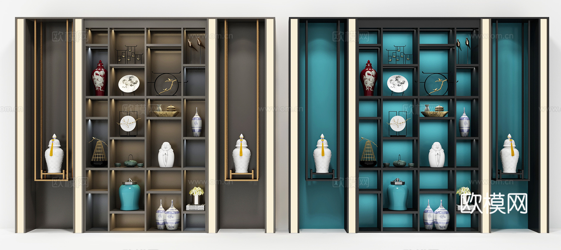 新中式展架博古架3d模型下载