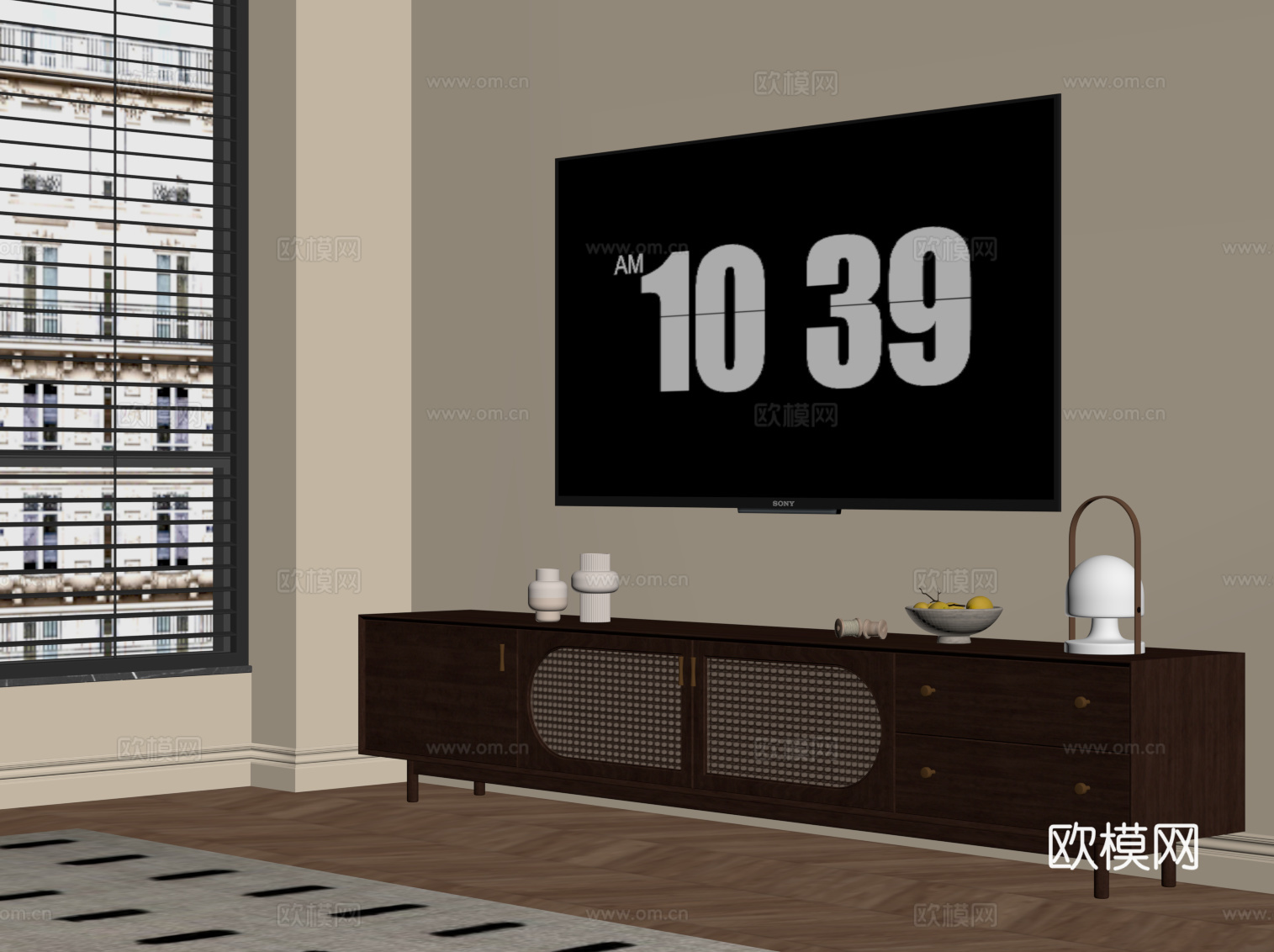 中古风电视柜su模型