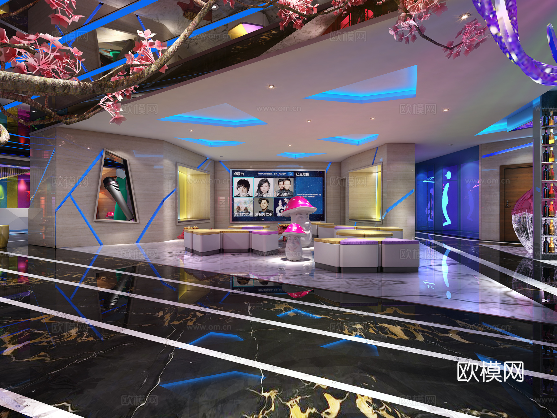 现代KTV大厅 接待大厅3d模型下载（渲染图1）