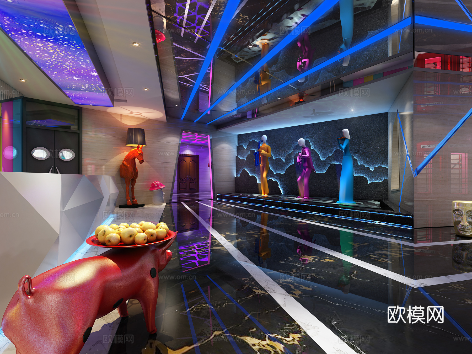 现代KTV大厅 接待大厅3d模型下载（渲染图4）