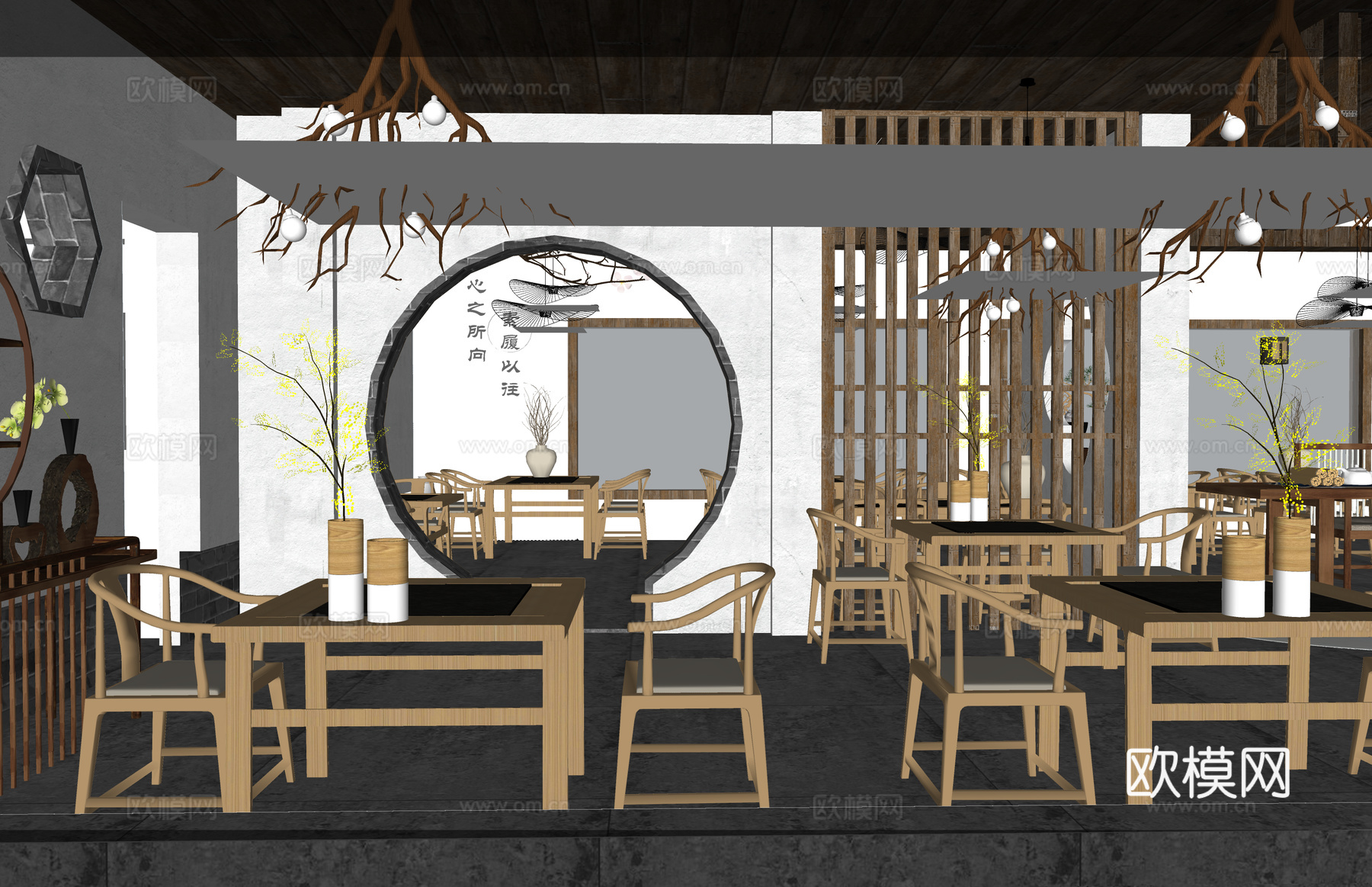 茶桌椅 茶具 茶桌 茶台 茶桌组合su模型